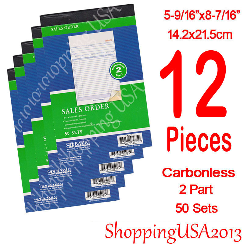 12 Pcs Invoice Sales Order Book Receipt Form Record Carbonless 50 Sets 2 Parts