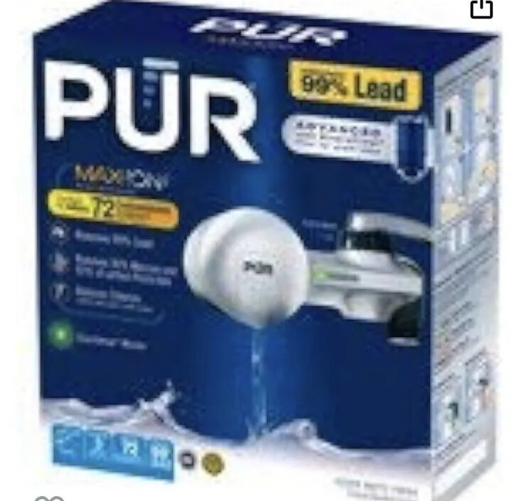 PUR Max Ion Silver Matte Horizontal Faucet Mount Water Filter System PFM300V