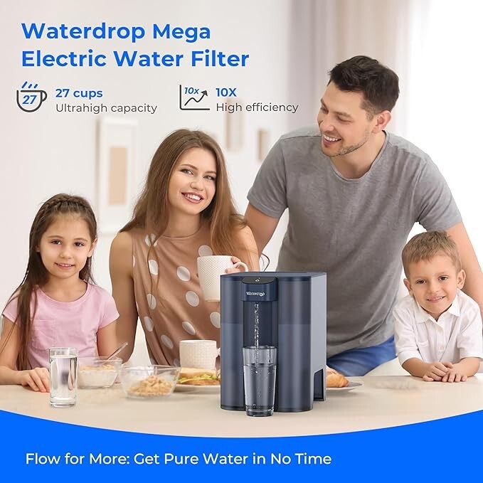 Waterdrop Mega Electric Water Filter Pitcher, Dispenser,With 2 Filter