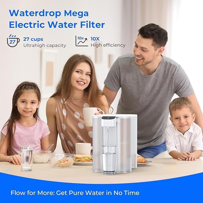 Waterdrop Mega Electric Water Filter Pitcher, Dispenser, With 2 Filter