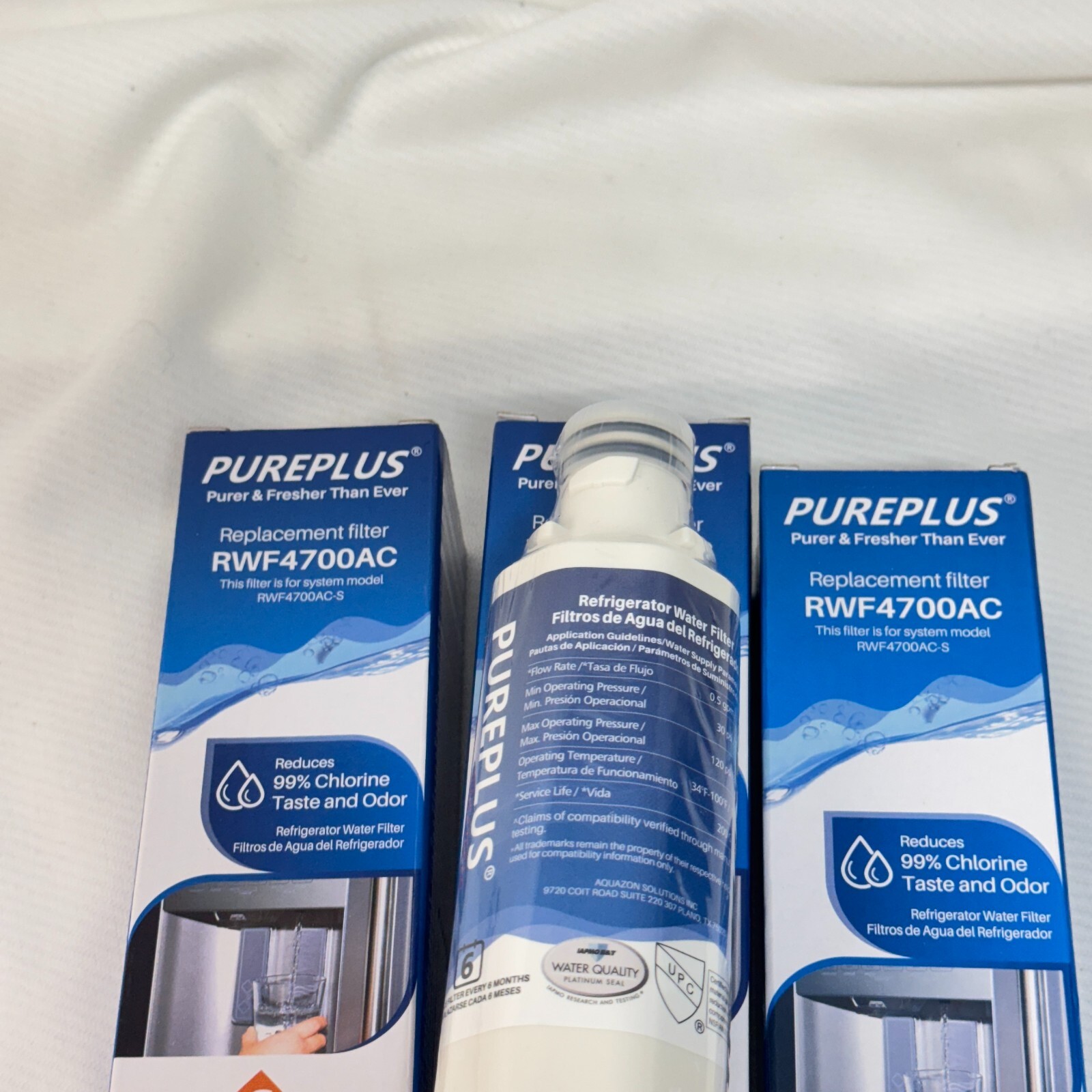 PUREPLUS RWF4700AC Replacement Filter 3 Pack + AF004 Carbon Air Filter; NEW