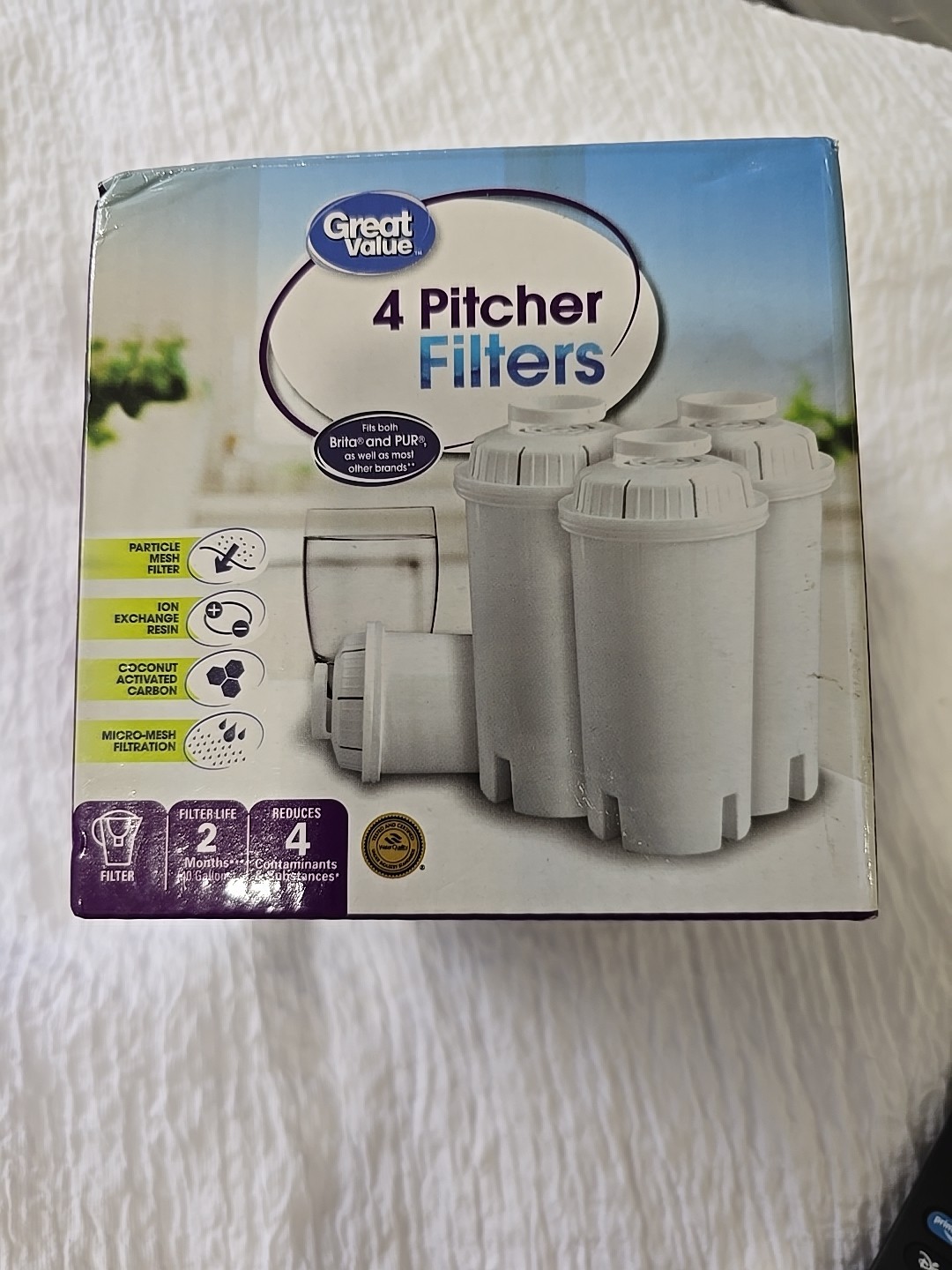 4 Pack Great Value Replacement Water Pitcher Filters Universal Ion Resin New USA