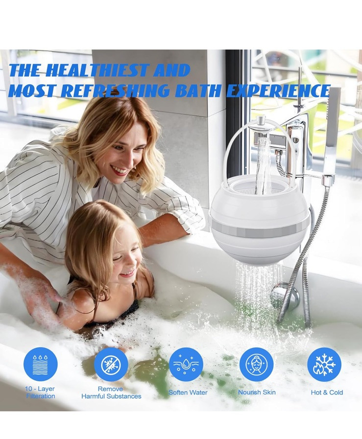 Bath Water Filter Tub Faucet 8 Stages Shower Filter Softer Skin 2filters Incd