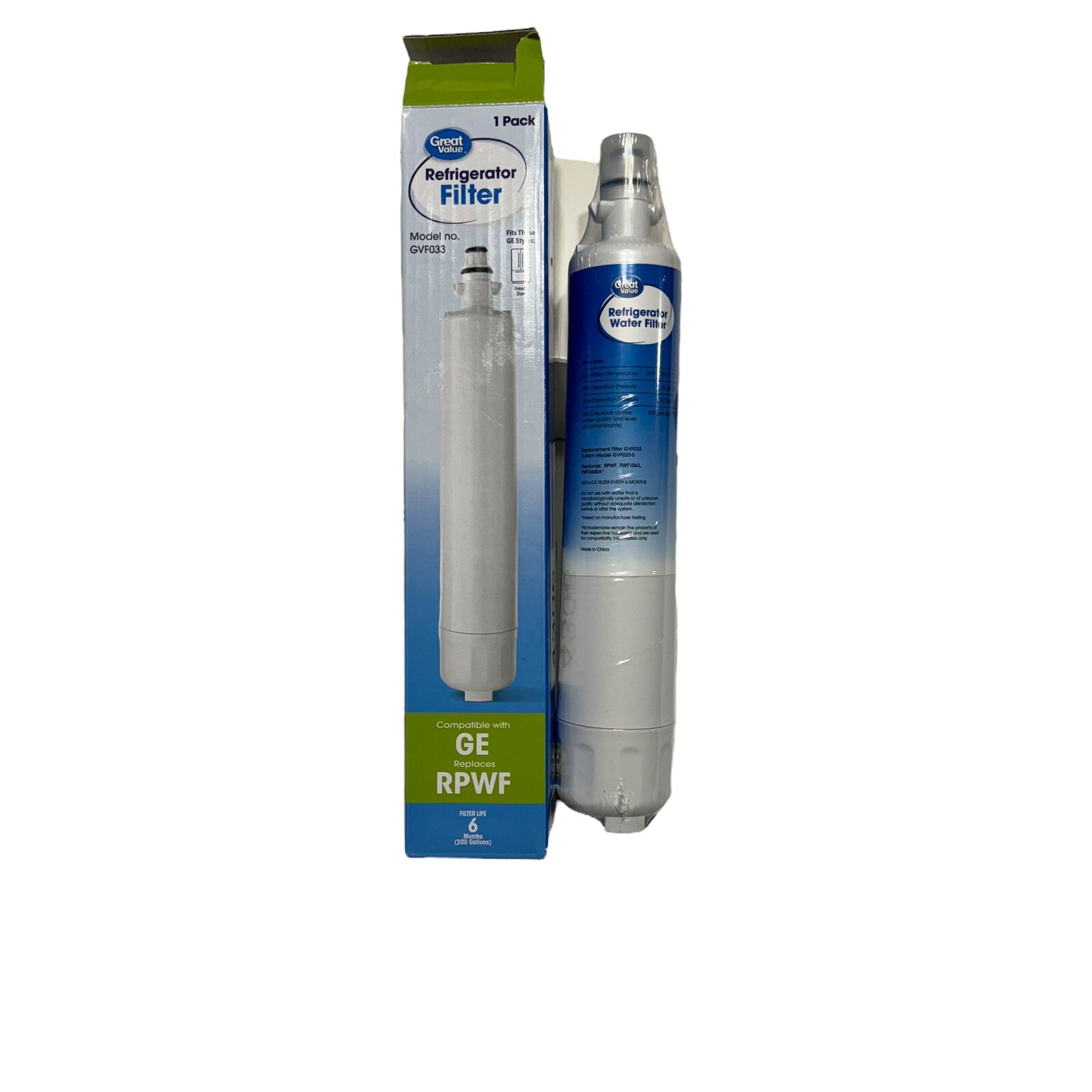 Great Value for GE RPWF (Not RPWFE) GVF033 Water Filter 1 Pack – NEW