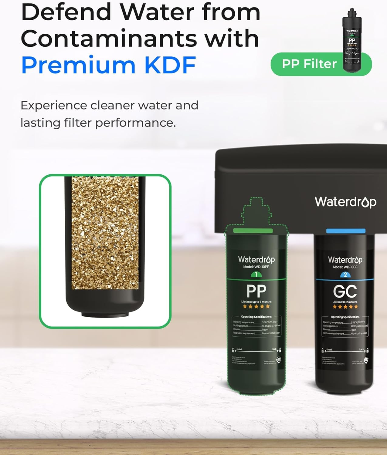 Waterdrop 3-Stage Replacement Under Sink Water Filter for Waterdrop TSA&TSB(4)