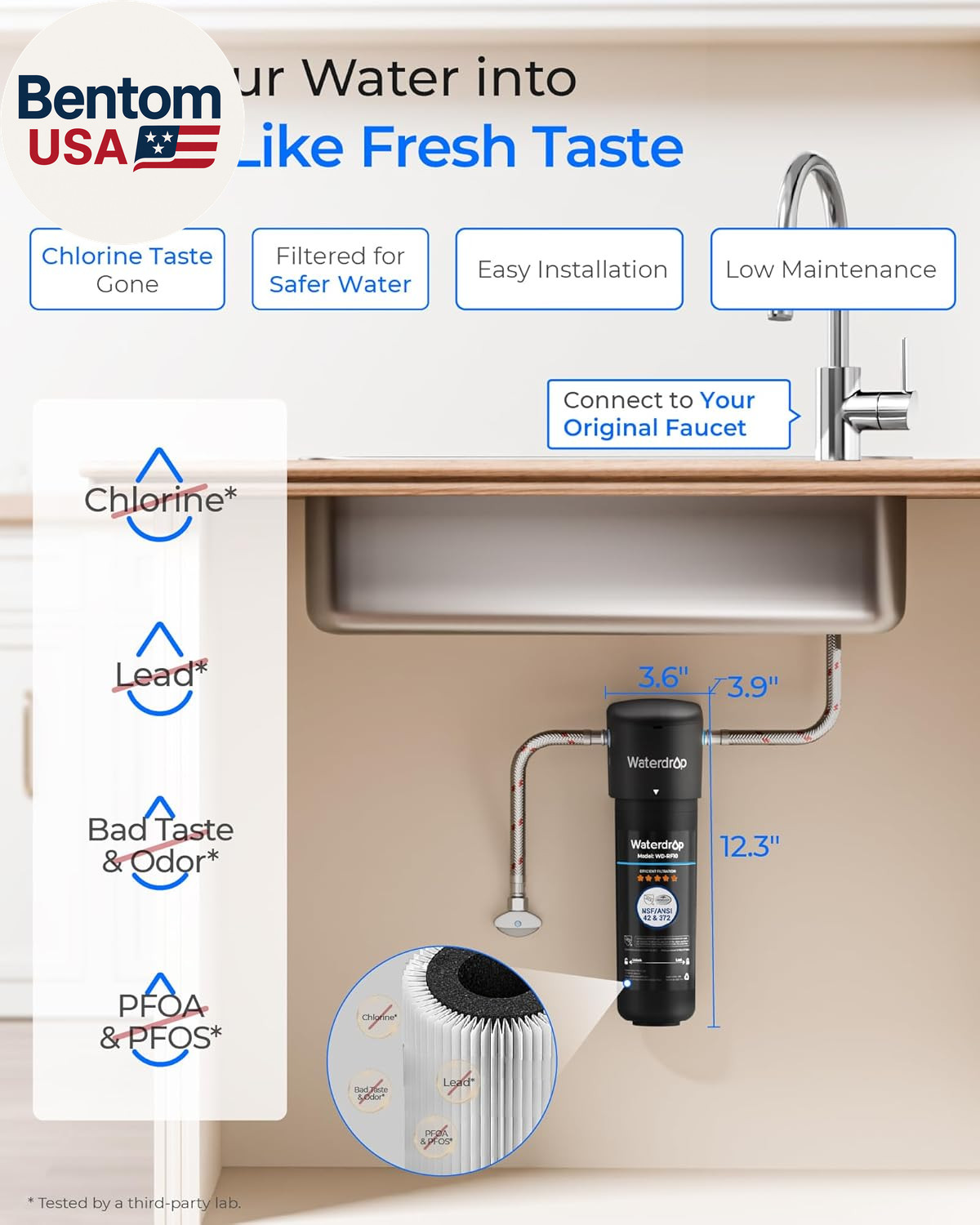 10UA under Sink Water Filter System, Reduces PFAS, PFOA/PFOS, Lead, Chlorine, Ba
