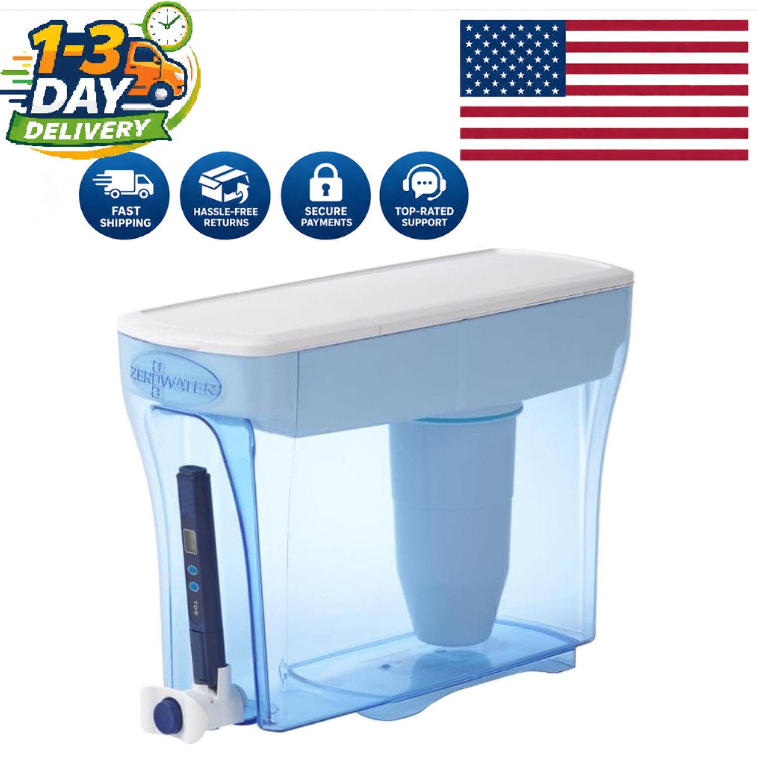 Manual 5-Stage Water Filter Dispenser – 23-Cup Capacity with Ergonomic Handle