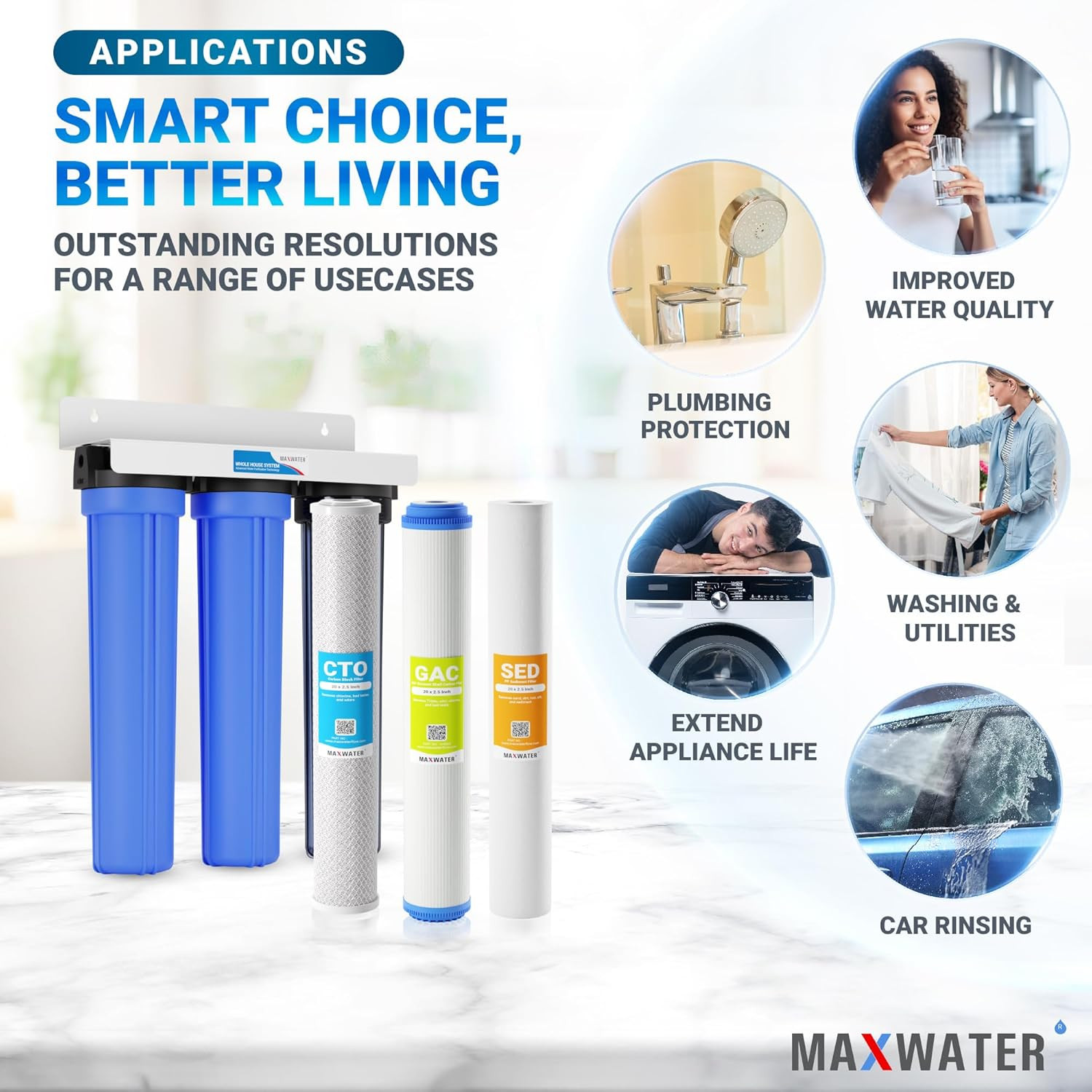 3-Stage Whole House Water Filtration System – Sediment, Odor & Taste Removal