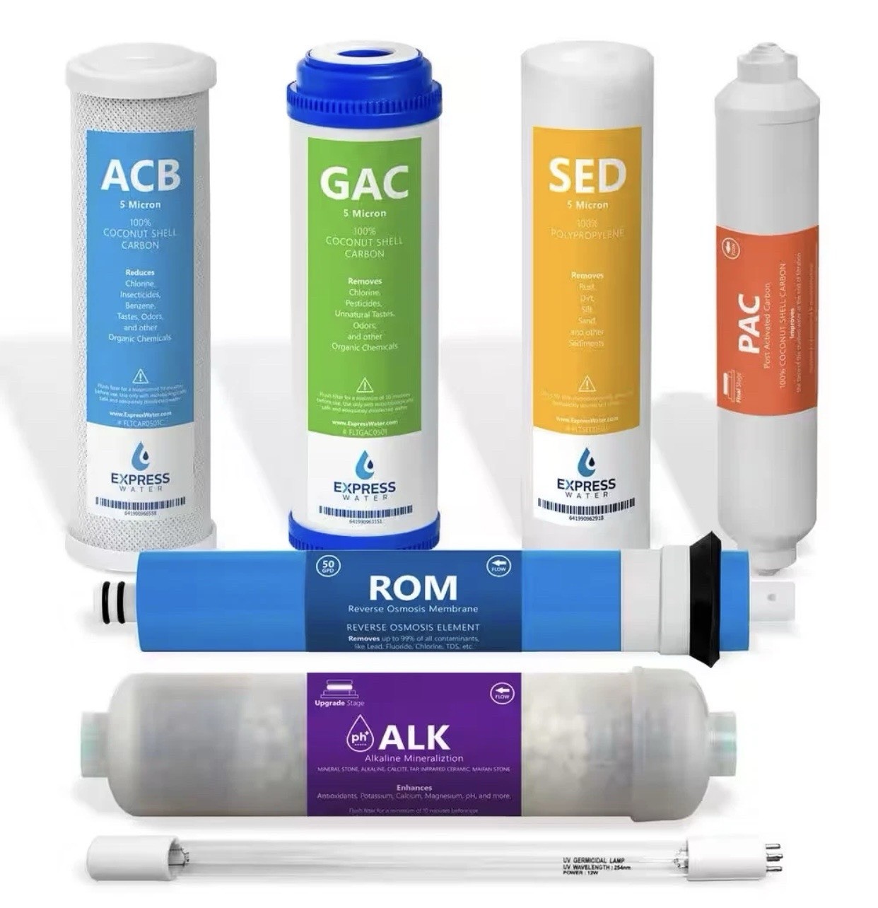 6 Months Alkaline Reverse Osmosis System Replacement Set 6 Filters 50 GPD *NIB*