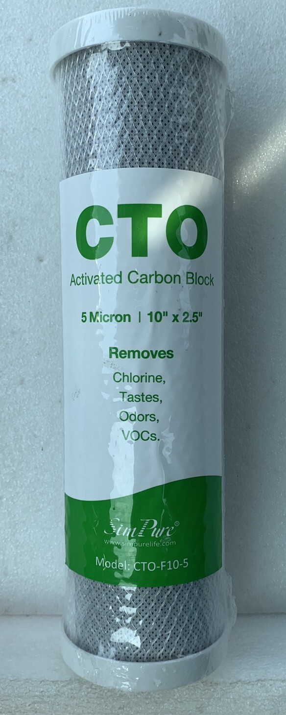 SimPure Whole House Water Filter 10″ x 2.5″ Activated Carbon Block CTO-F10-5