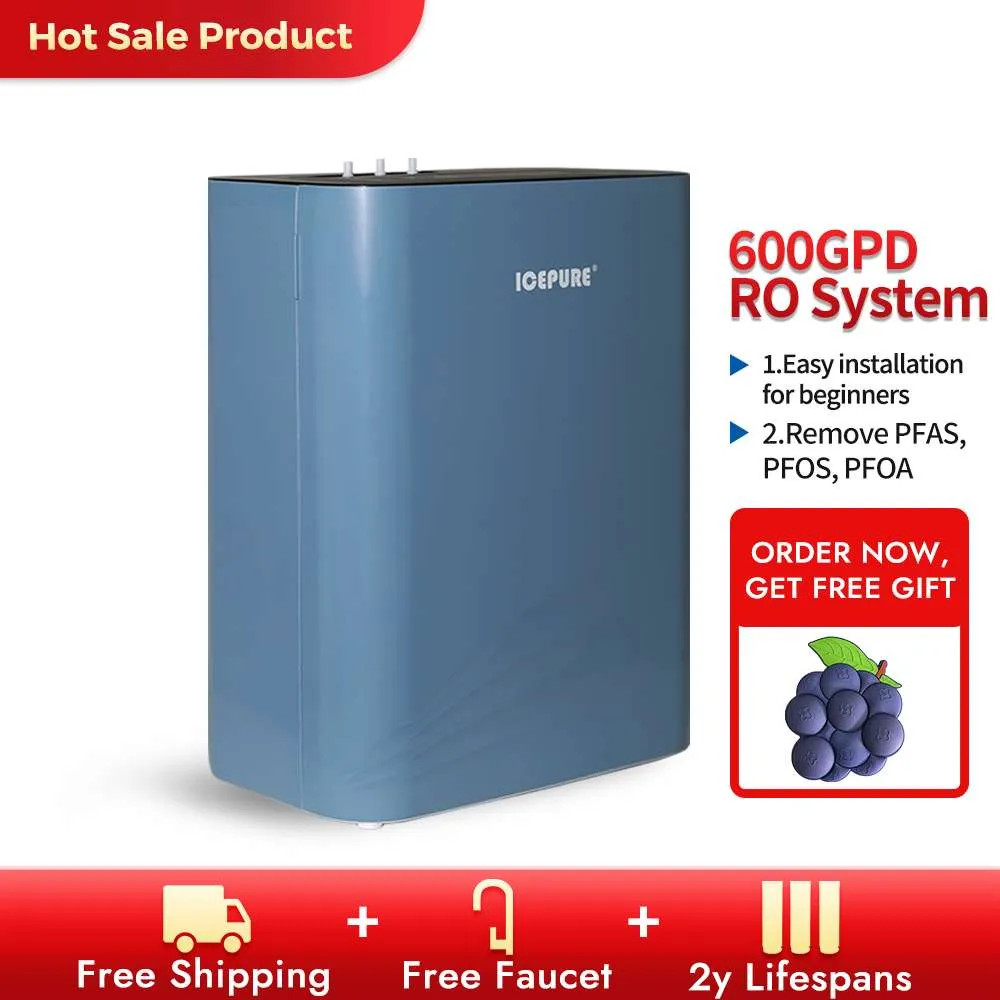 ICEPURE 600GPD Under Sink Tankless Reverse Osmosis System for home, Reduce PFAS