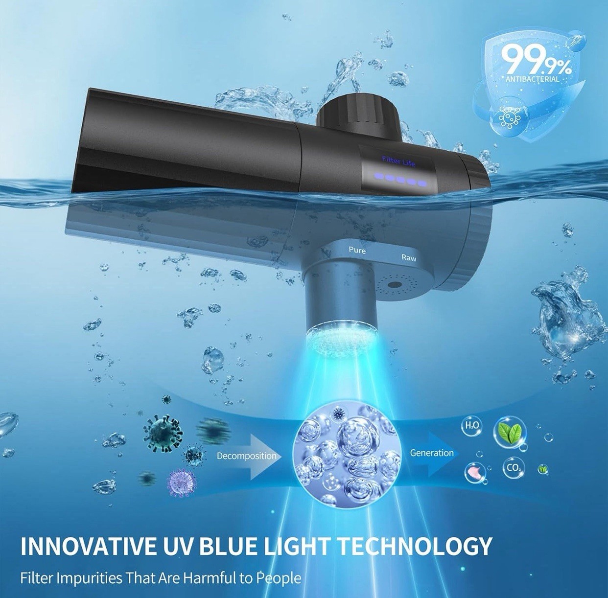 Faucet Water Filter 3.0 LED Display 3000-4000L Reduces Lead Chlorine Metals