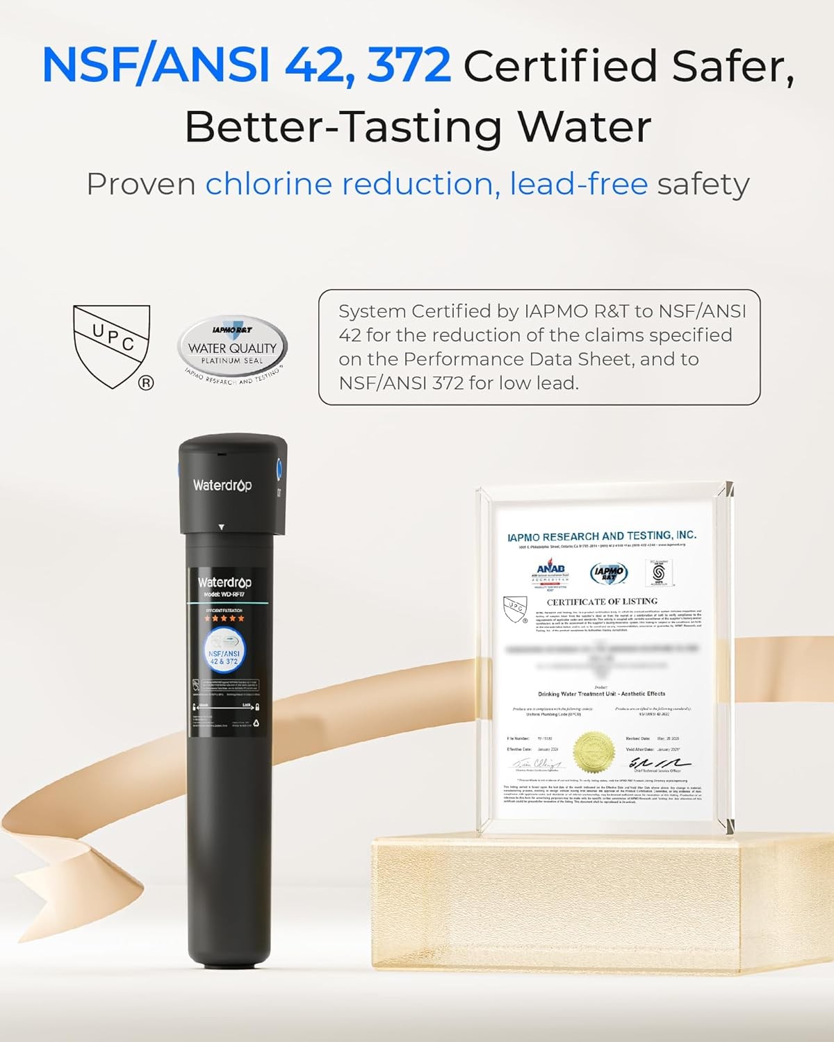 Waterdrop 17UA Under Sink Water Filter System, 19K Gallons