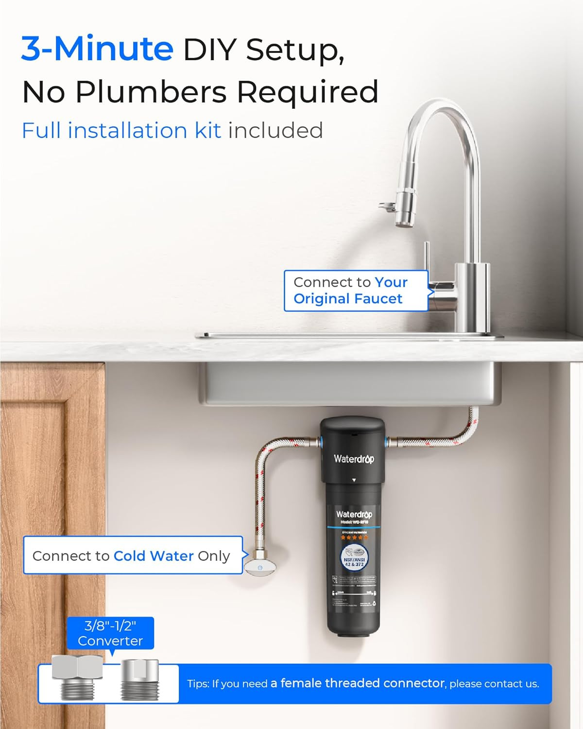 10UA under Sink Water Filter System, Reduces PFAS, PFOA/PFOS, Lead, Chlorine, Ba