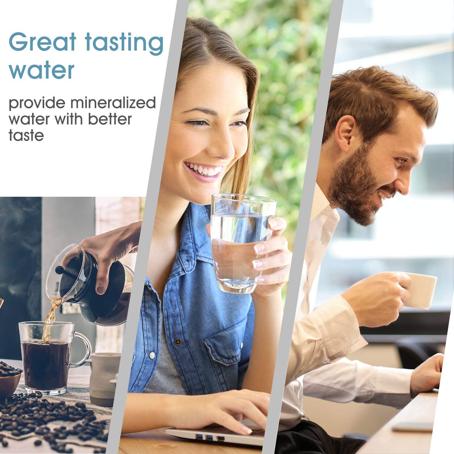 10″pH+ Inline Alkaline Water Filter Replacement for 6-Stage GE iSpring RO System
