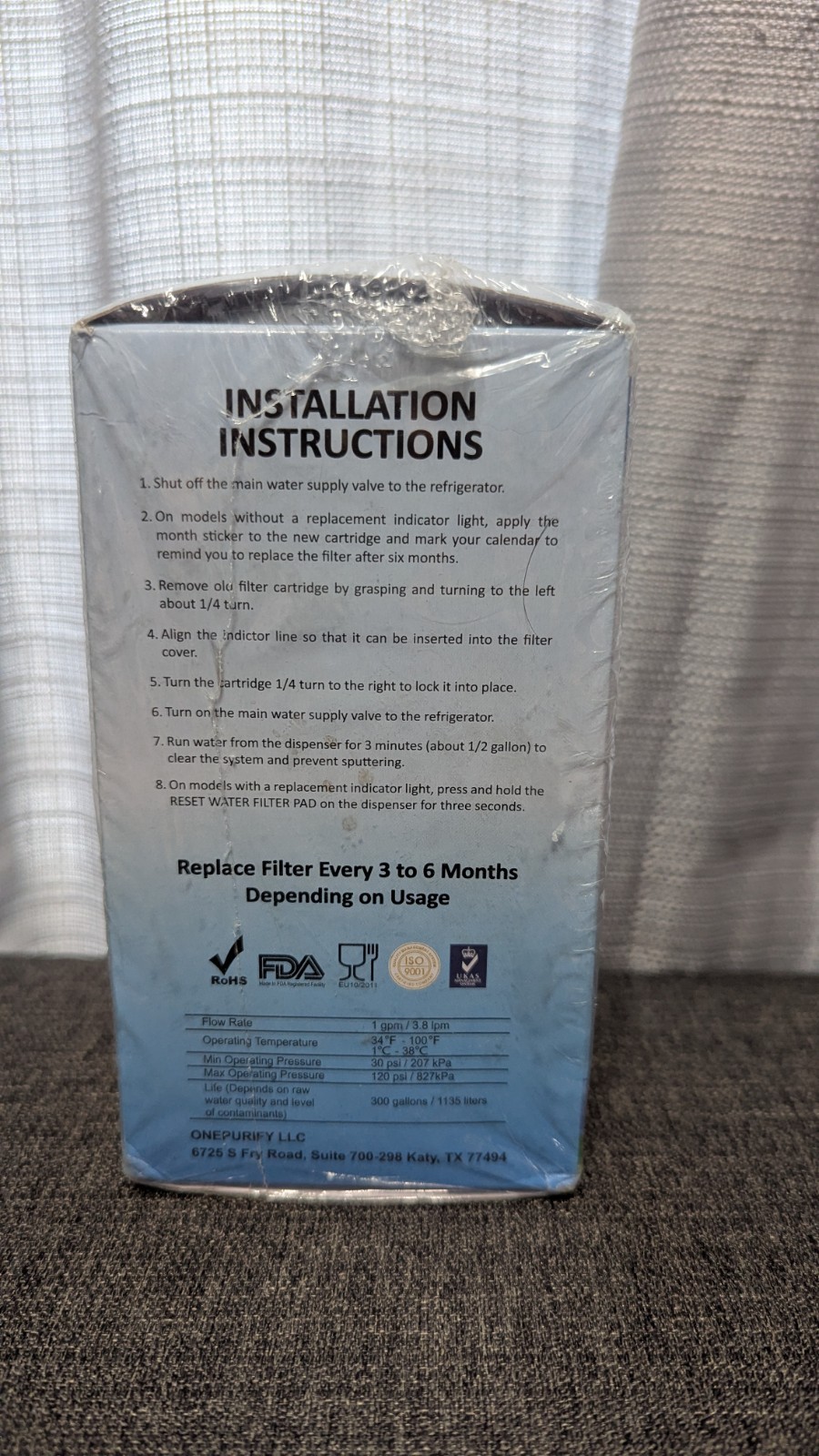 Refridgerator Water Filter RFC 1100A Refrigerator Replacement Water Filter New