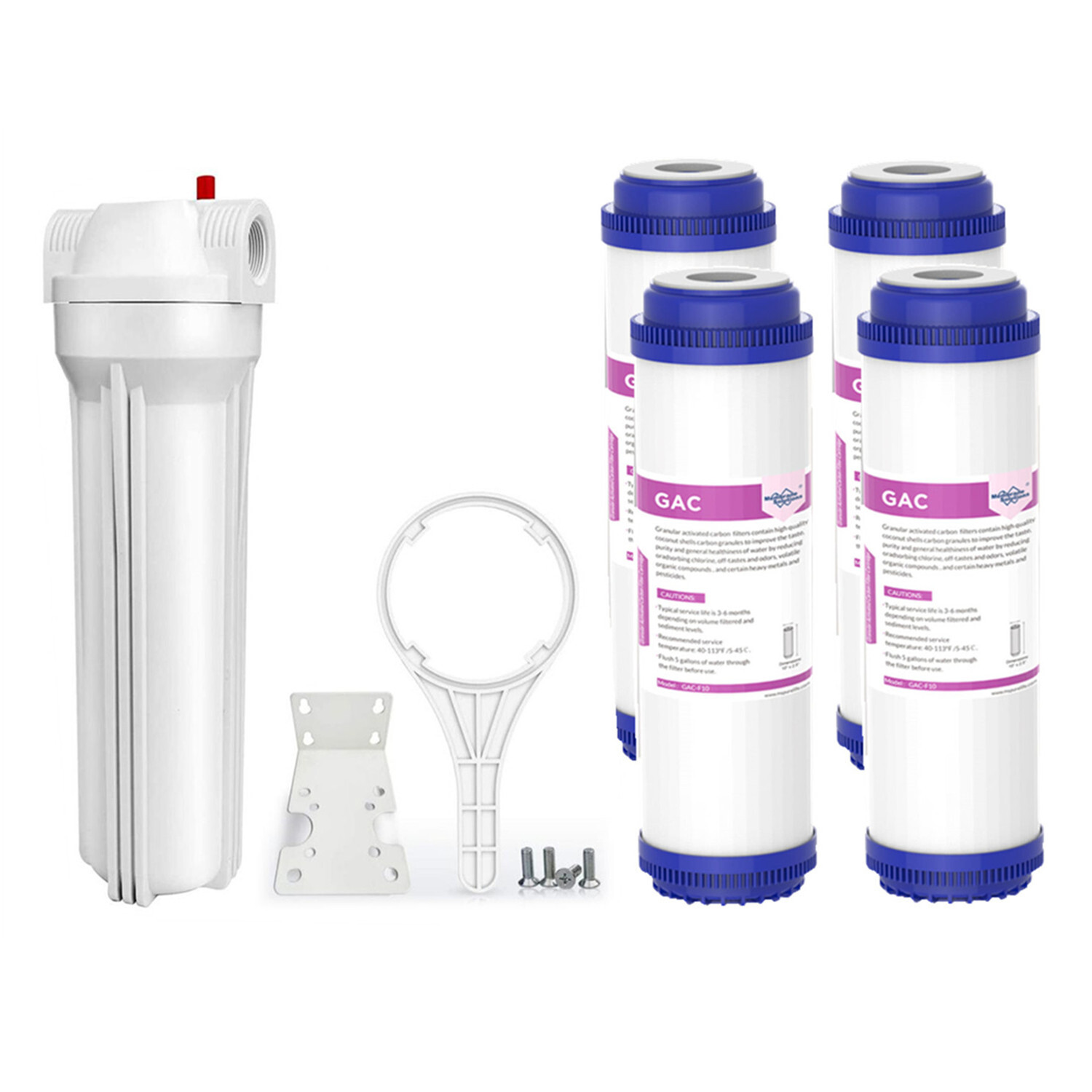 10 Inch Whole House Water Filter Housing Filtration 4p 10″x2.5″ Activated Carbon