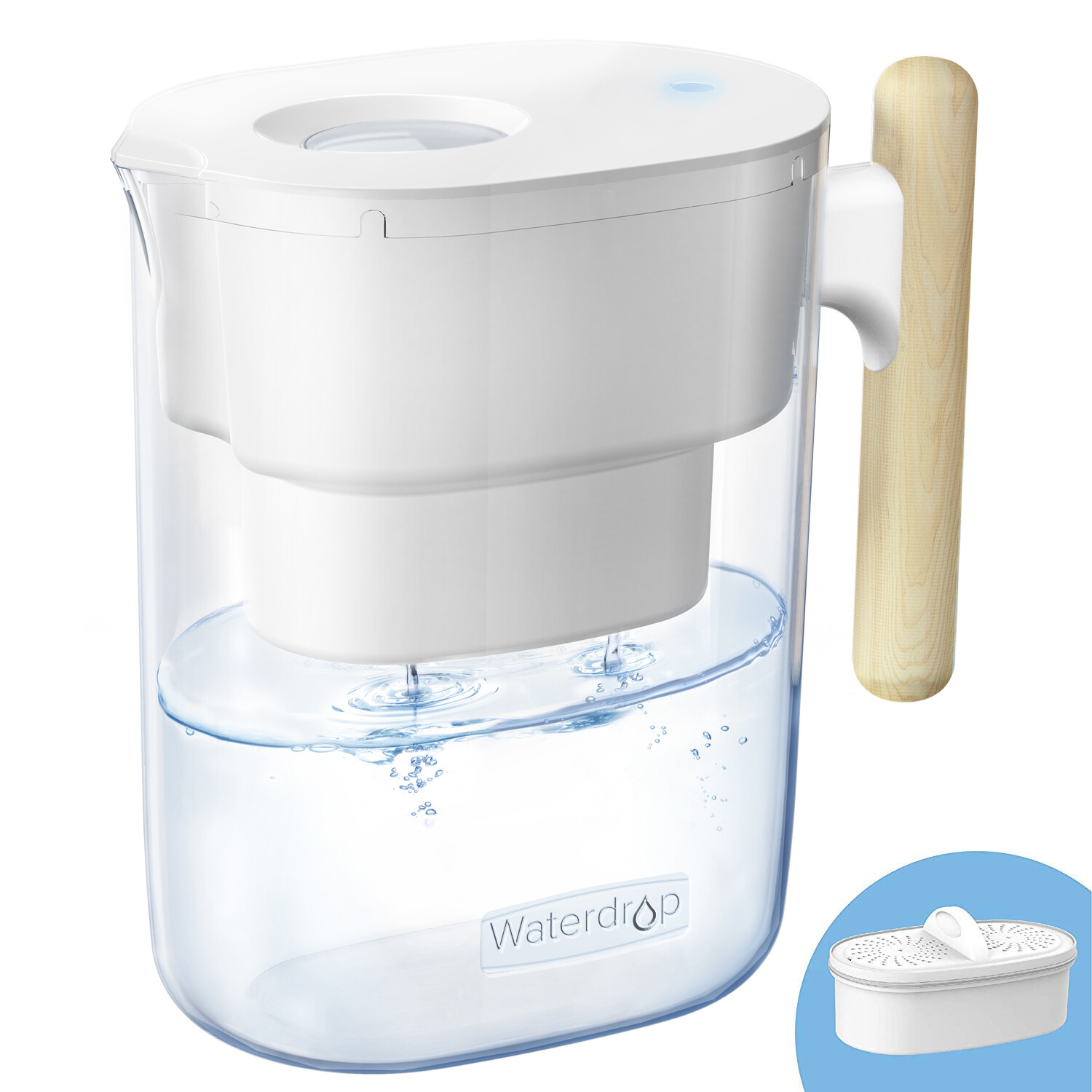 Waterdrop Chubby 10-Cup Water Filter Pitcher, NSF Certified,Long-Lasting 200 gal
