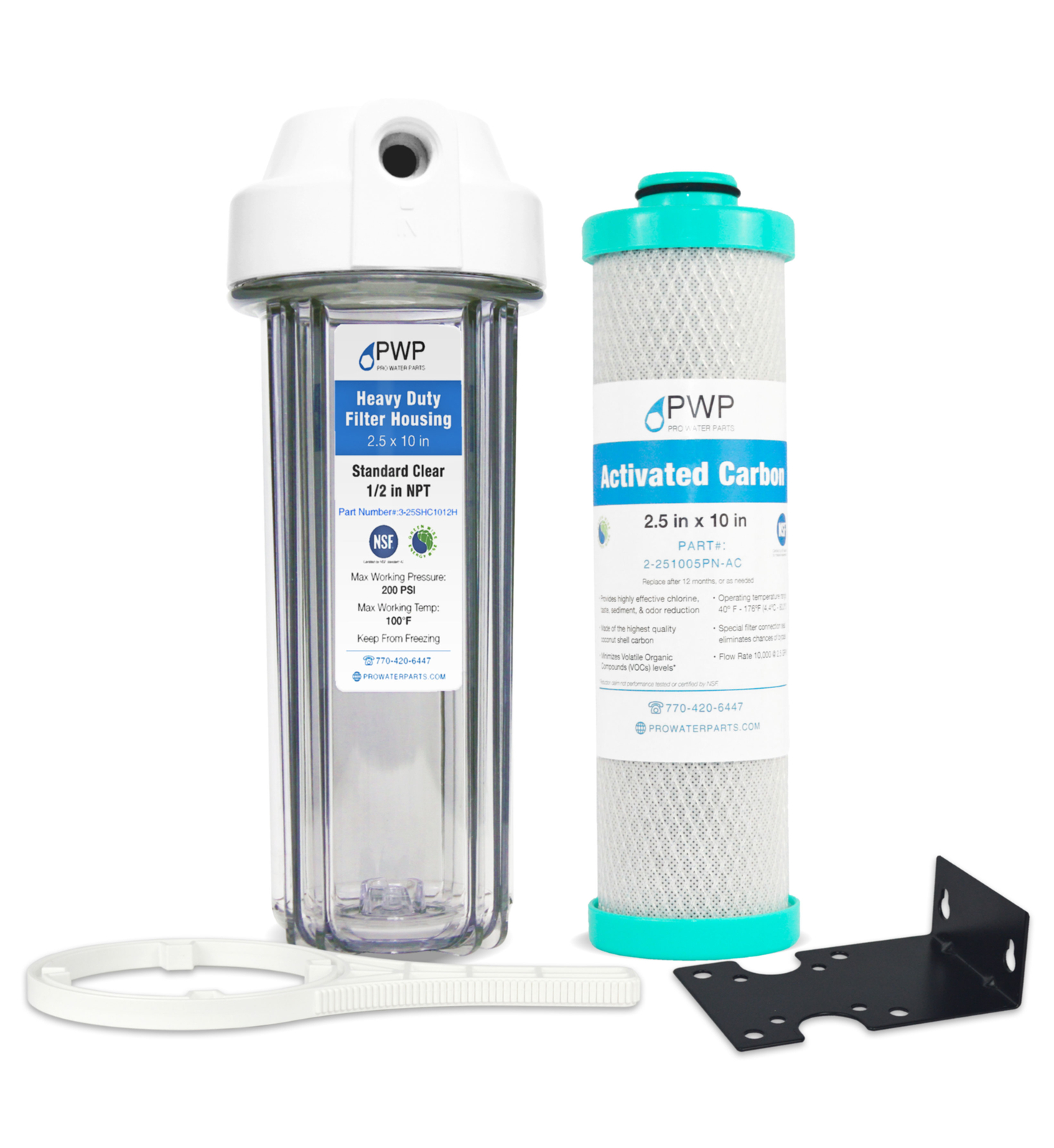 Clear RV Filter Housing with Nipple Activated Carbon Filter 2.5X10″ 1/2″ NPT