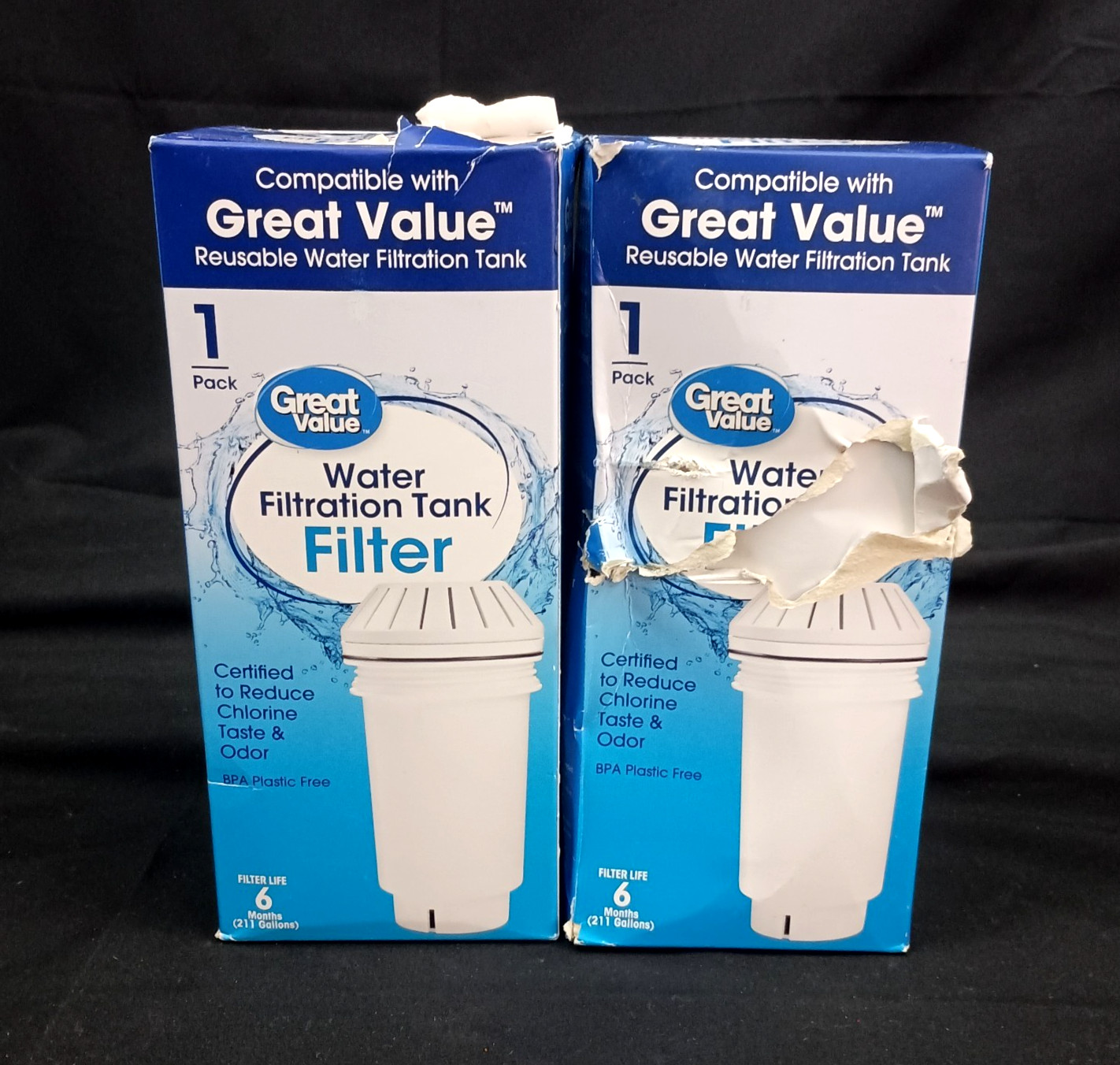 2- Pack GREAT VALUE Replacement Water Filters GVWF – New Filters – Rough Boxes