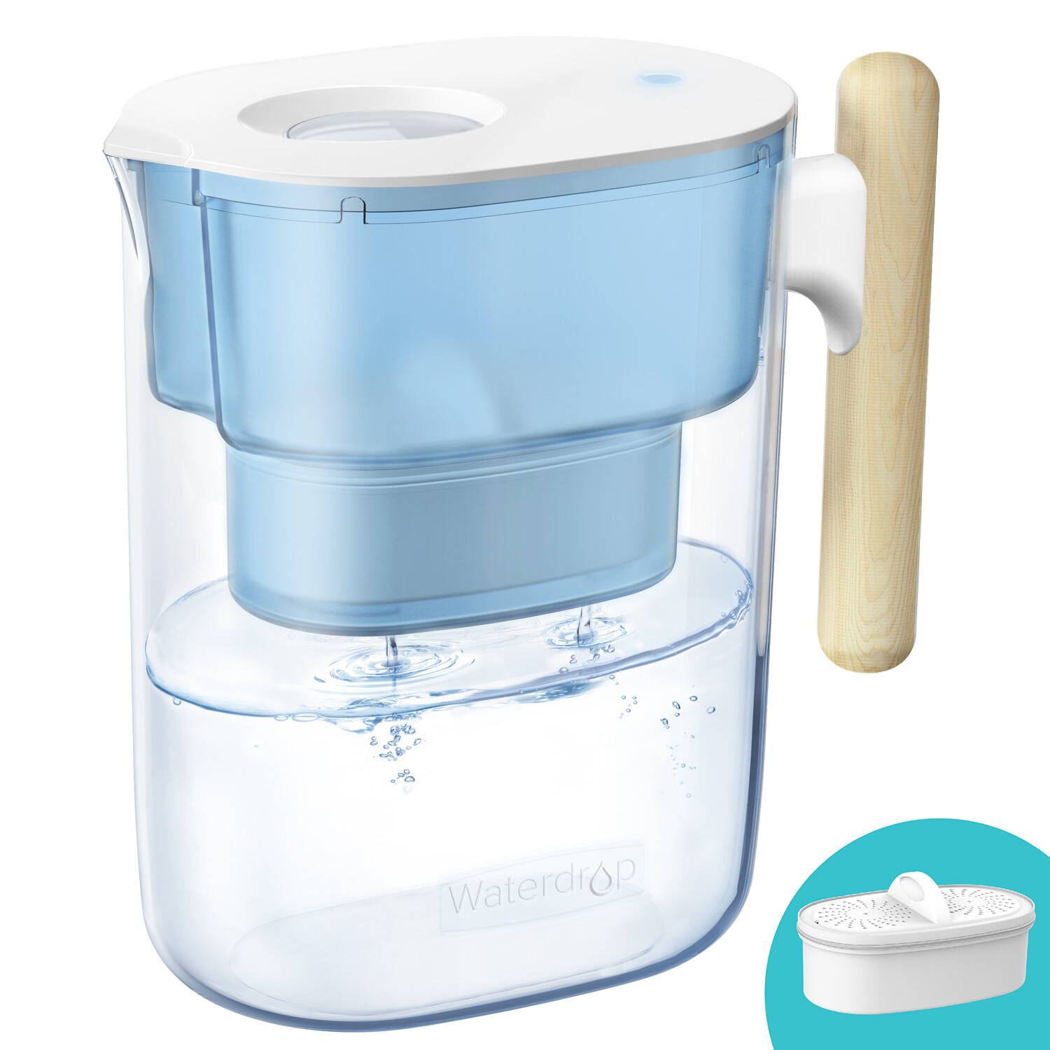 Water Filter Pitcher with 1 Filter , BPA Free, 10-Cup Blue/White