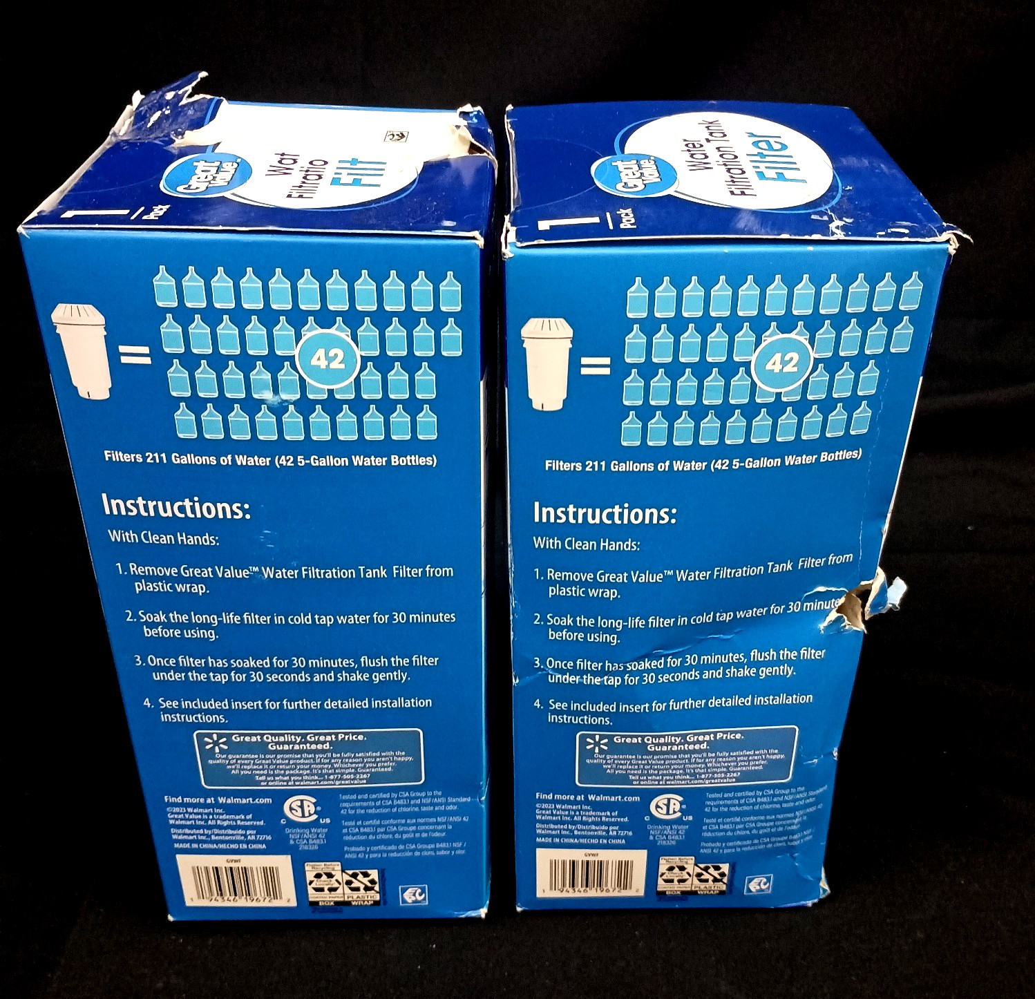 2- Pack GREAT VALUE Replacement Water Filters GVWF – New Filters – Rough Boxes