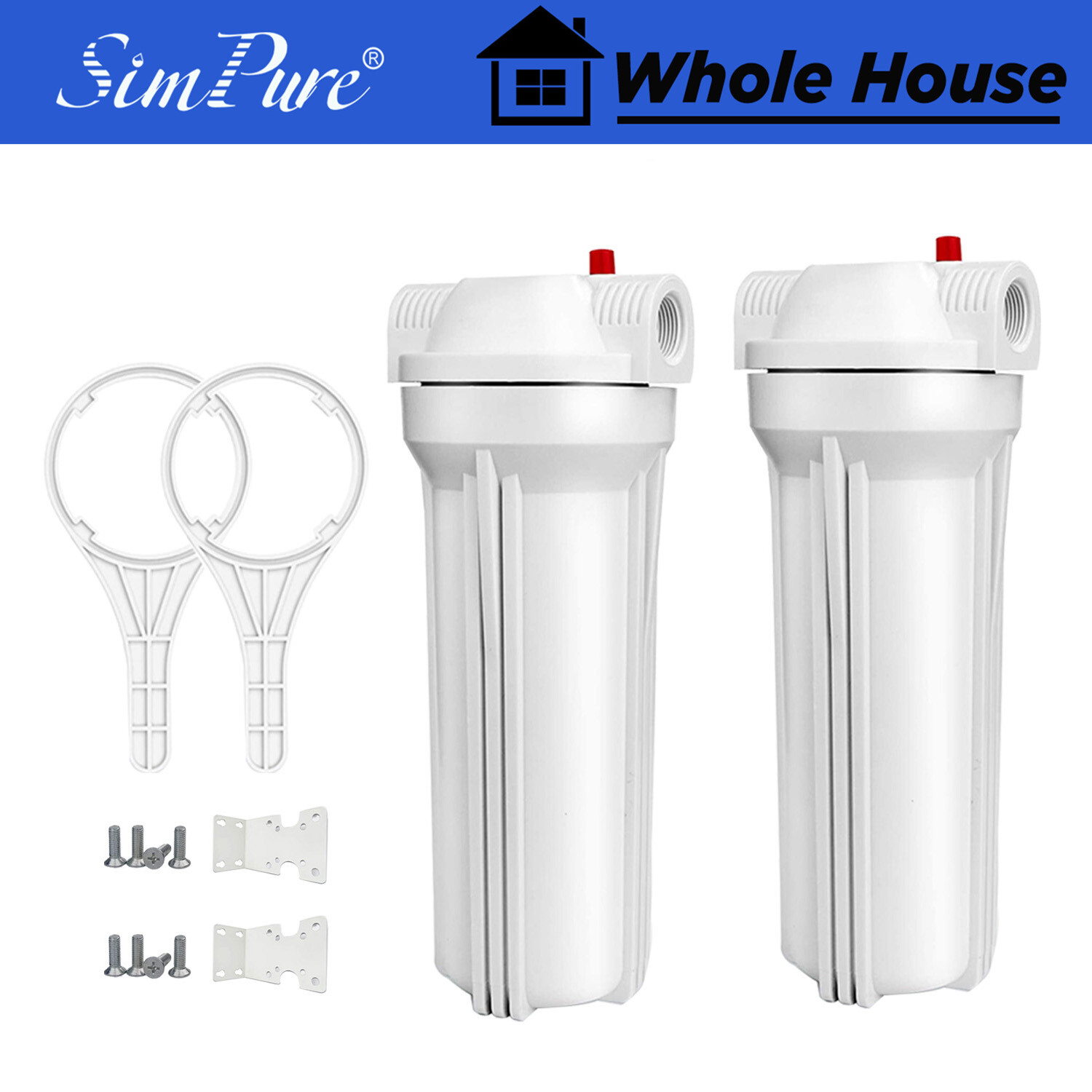 2 Pack 10″ x 2.5″ Whole House Water Filter Housing Filtration System for Home RV