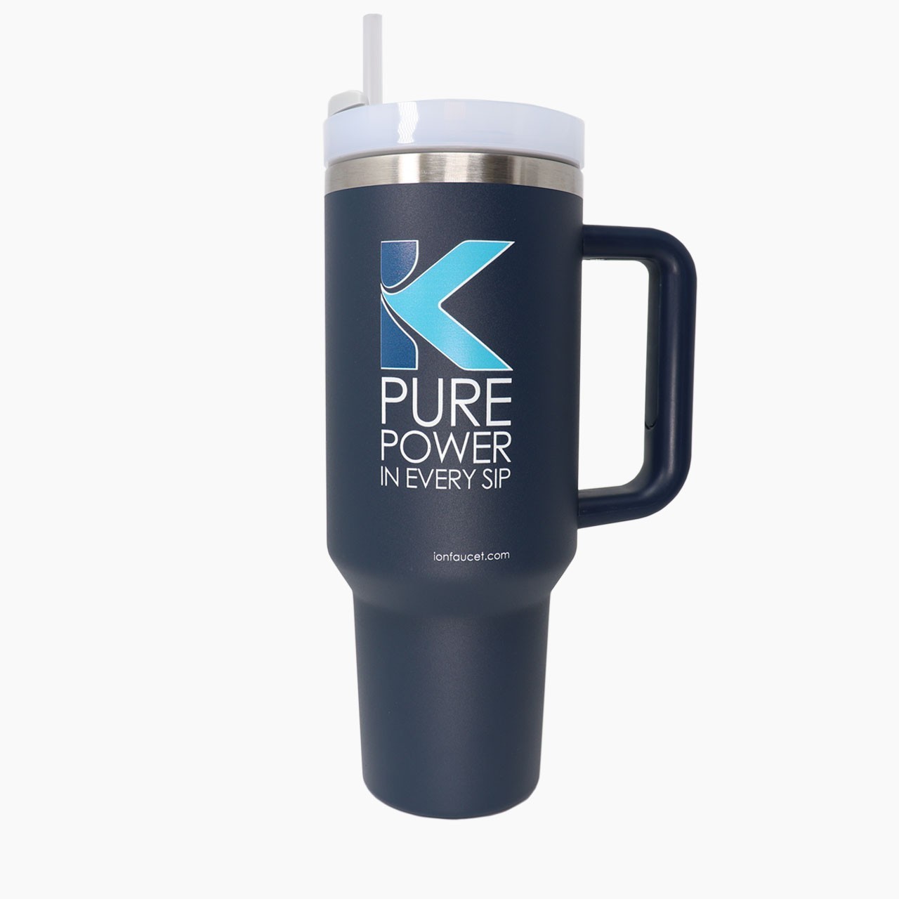 IonFaucet K Pure Power Tumbler Expertly Designed Secure Straw Navy Blue 40oz NEW