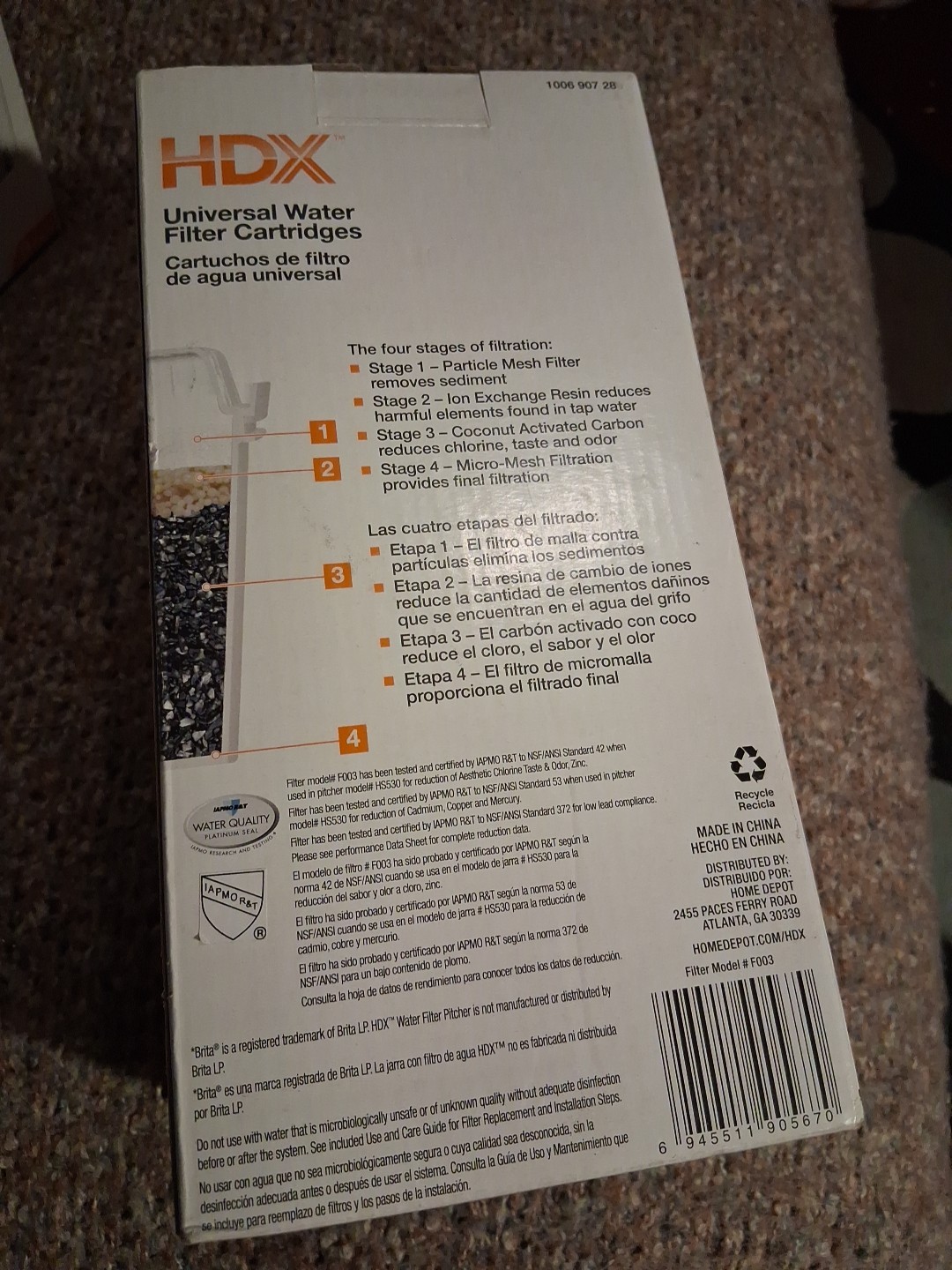 3-HDX Water Pitcher Replacement Water Filter Cartridges, BPA Free (8-Pack) 24 Pc