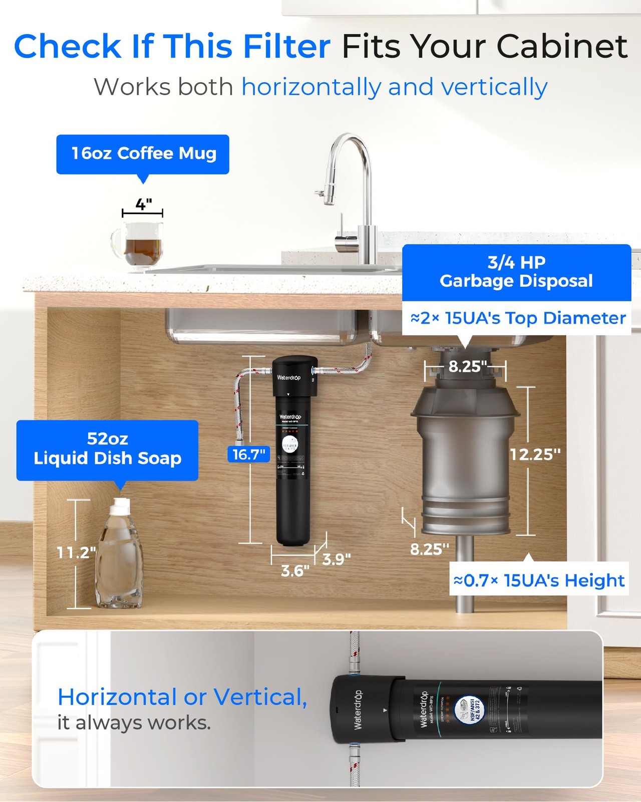 Waterdrop 15UA Under Sink Water Filter System 2 Years Reduces Lead Chlorine Bad