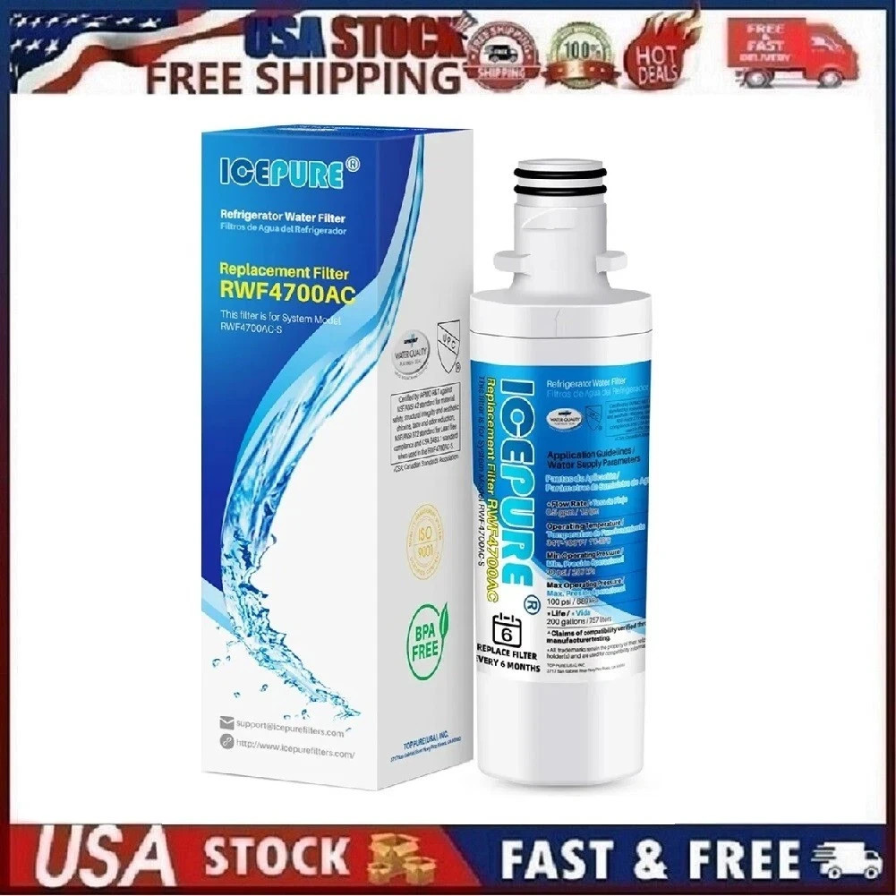 ICEPURE RWF4700AC Water Filter Fits LT1000P, ADQ747935, LMXS28626D, LT1000PC NEW