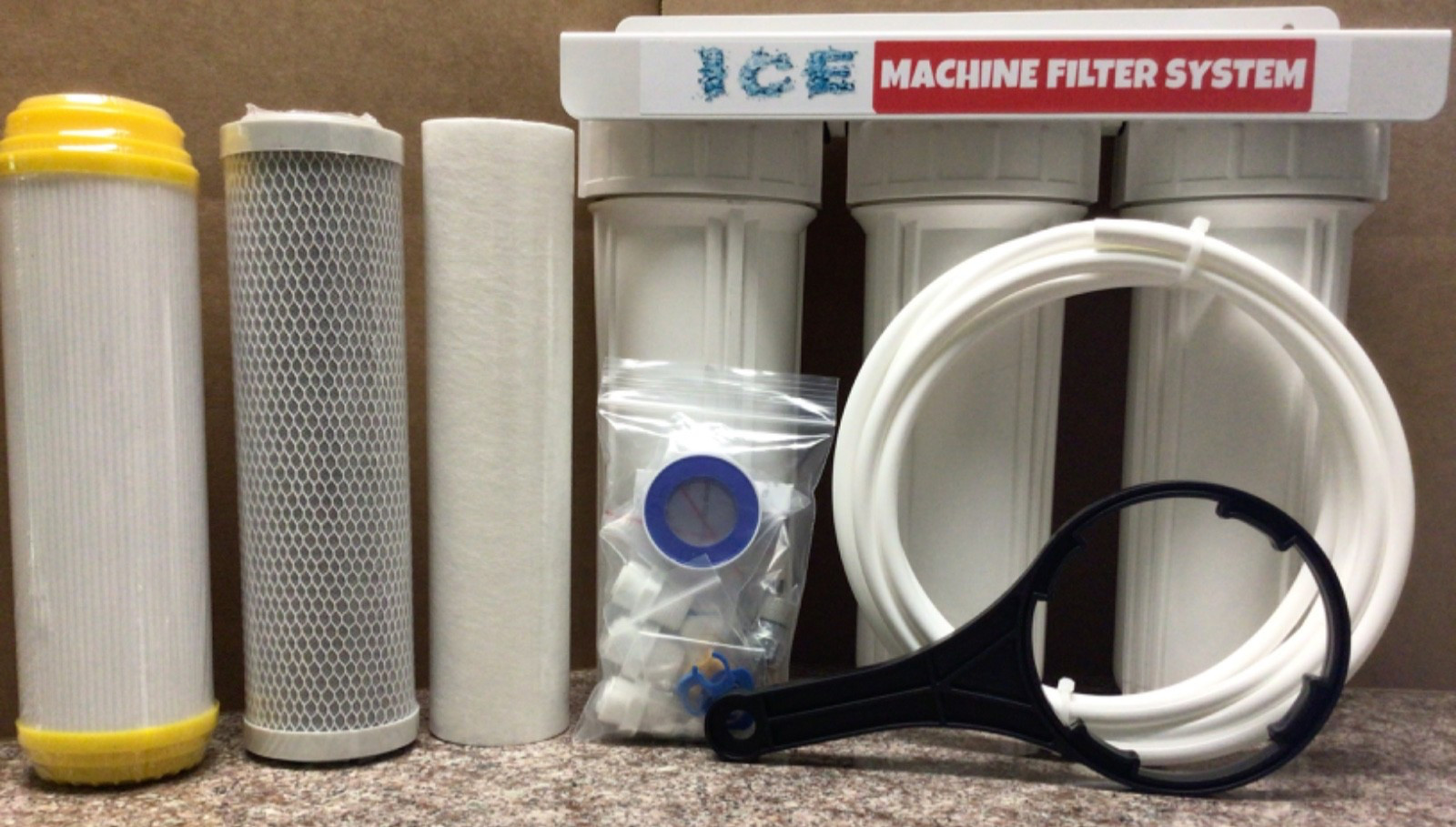 Ice Machine Water Filter Kit Sediment, Carbon, & Resin 3/8 Waterline & Fittings