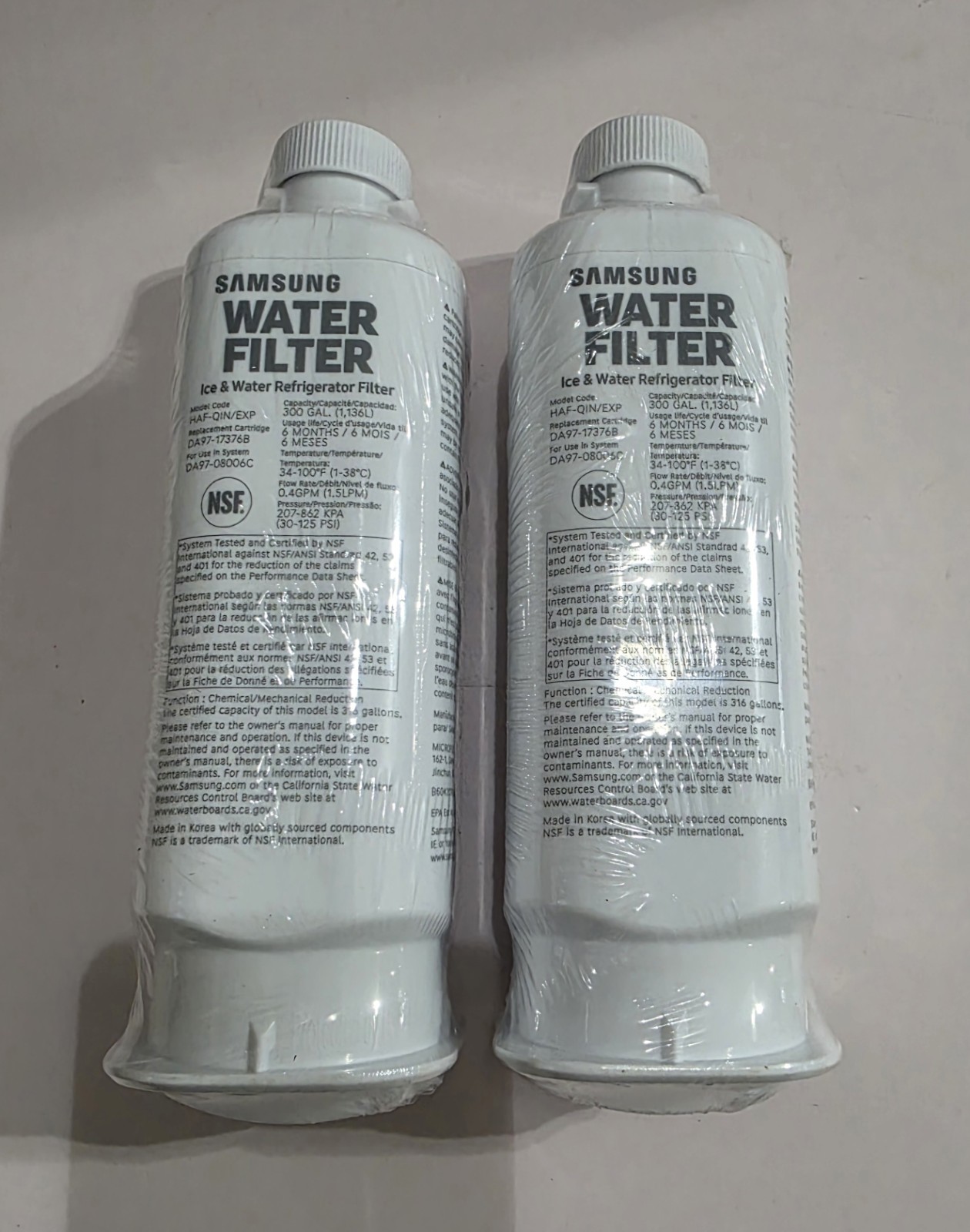 Genuine Samsung DA97-17376B HAF-QIN/EXP Water Filter Lot Of 2
