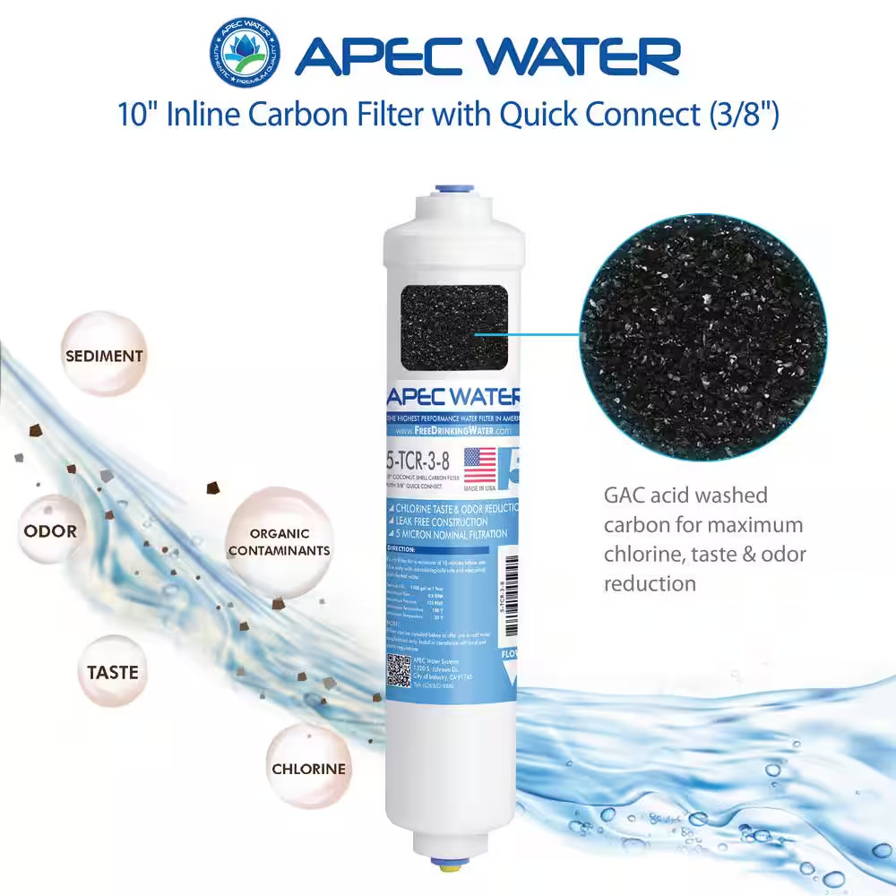 Ultimate 10 In. Inline Carbon Filter with 3/8 In. Quick Connect