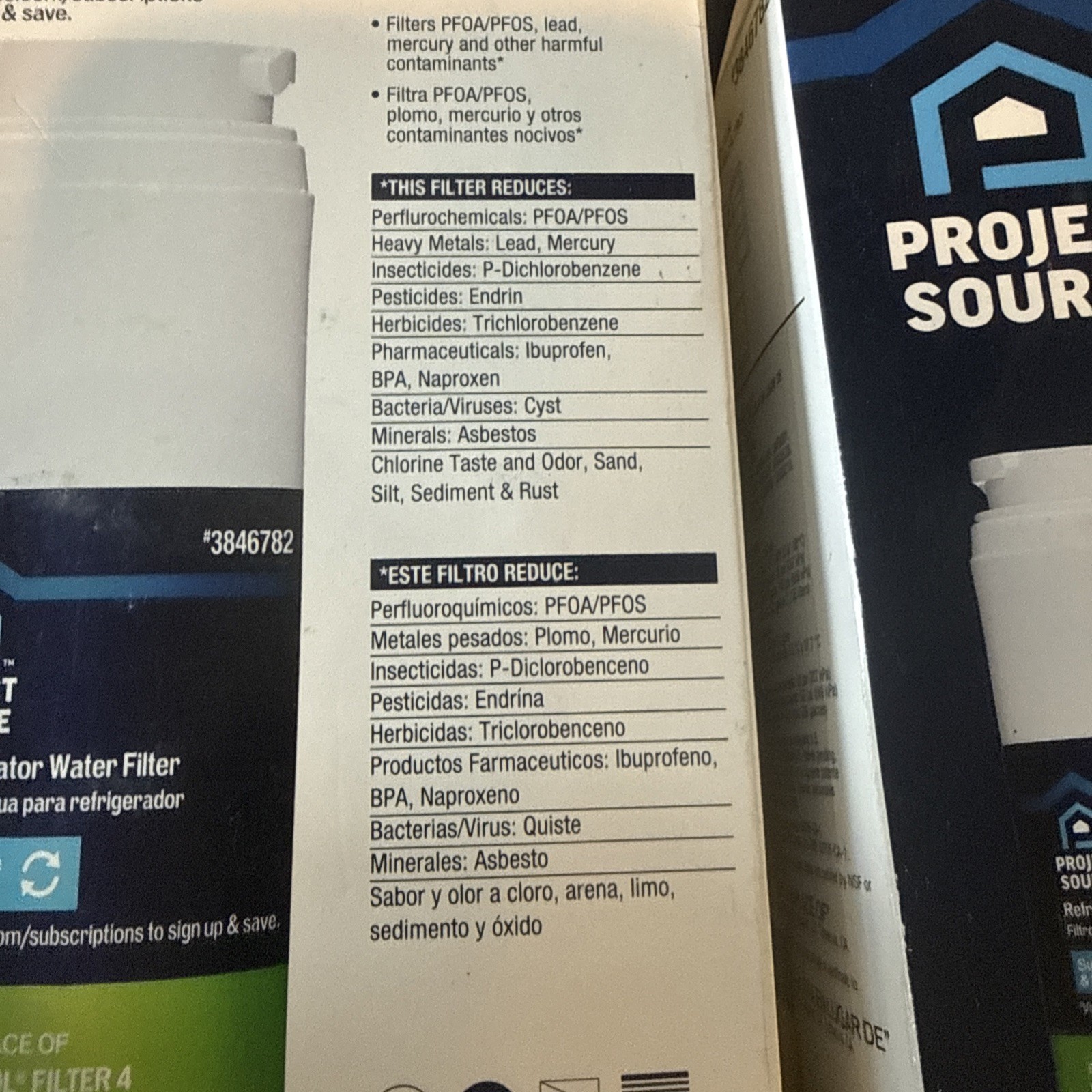2, 2-PACKS! Project Source 3846782 M-2-2 Fridge Water Filter Whirlpool Filter 4
