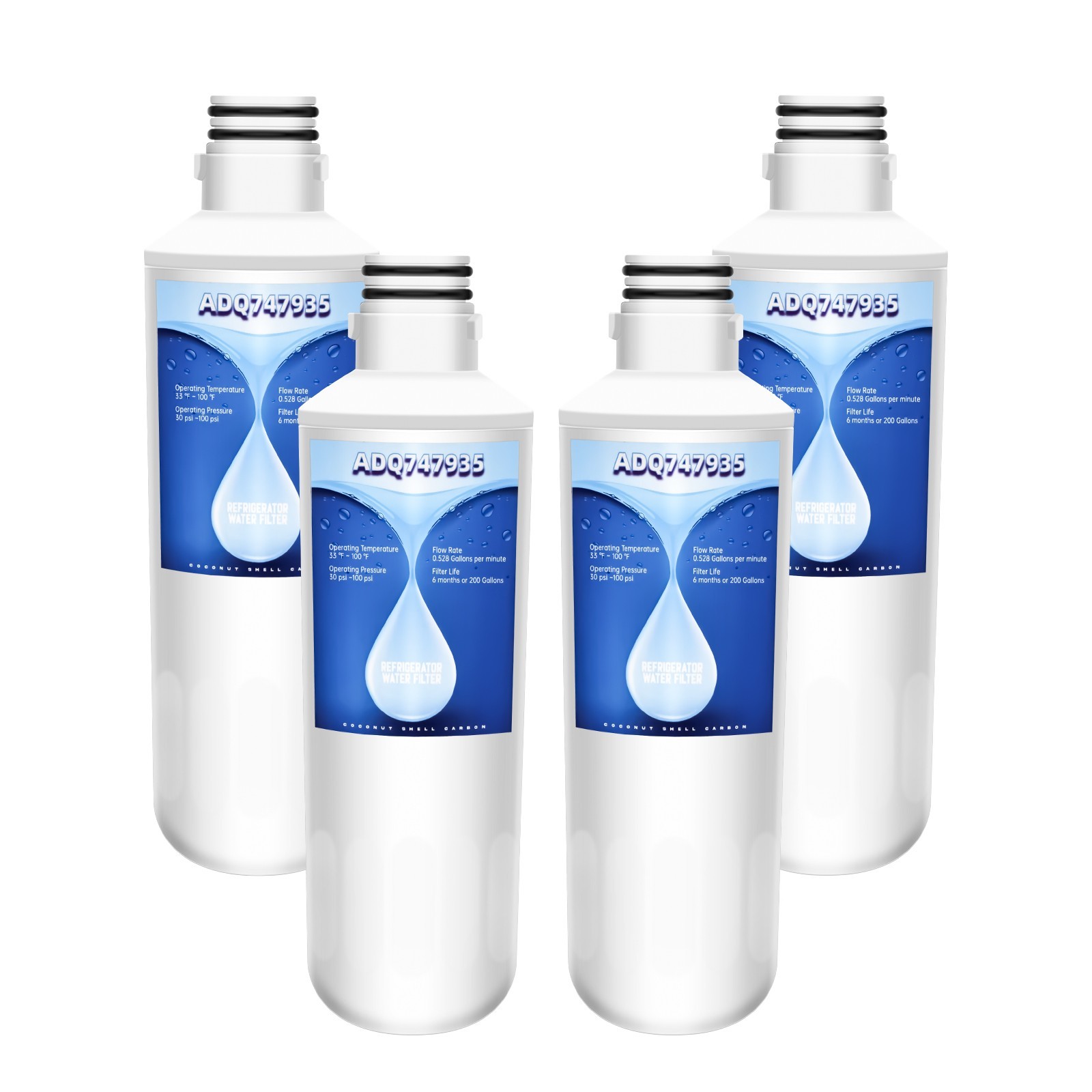 4-Pack LG LT1000P Refrigerator Water Filter, Compatible with ADQ747935