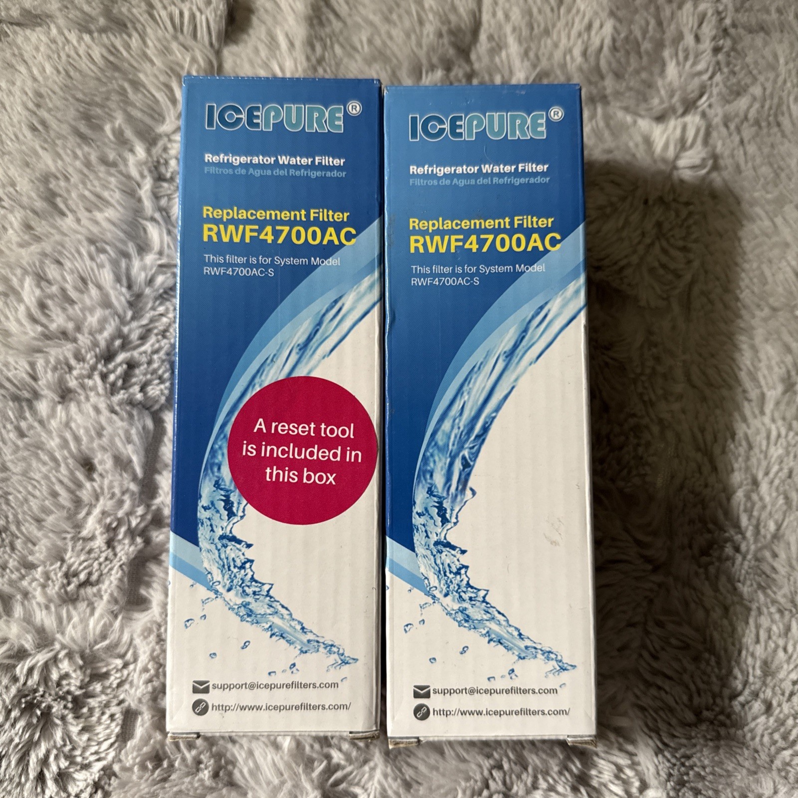 2 PACK sealed IcePure RWF4700AC Refrigerator Water Filters
