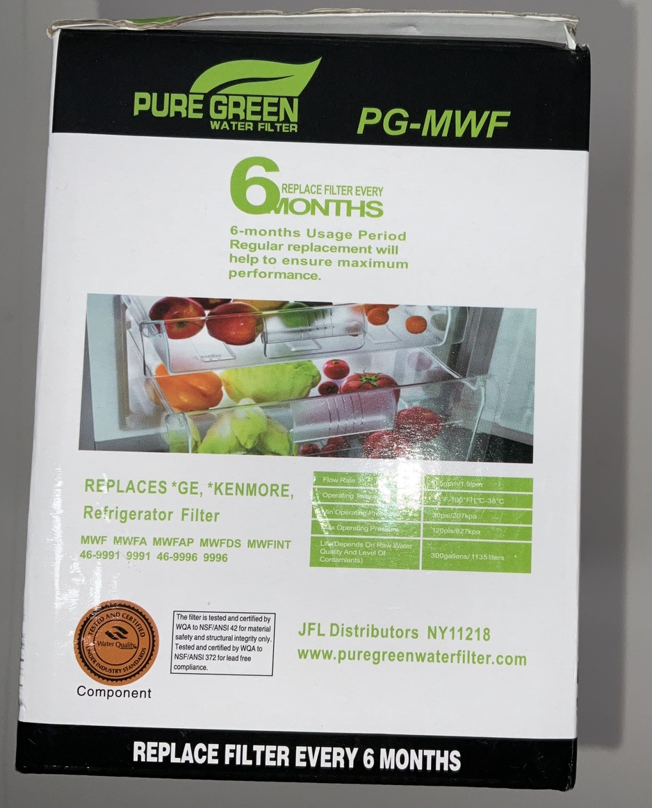 NIP Lot 2 Pure Green Water Filters PG-MWF For GE & Kenmore Refrigerators