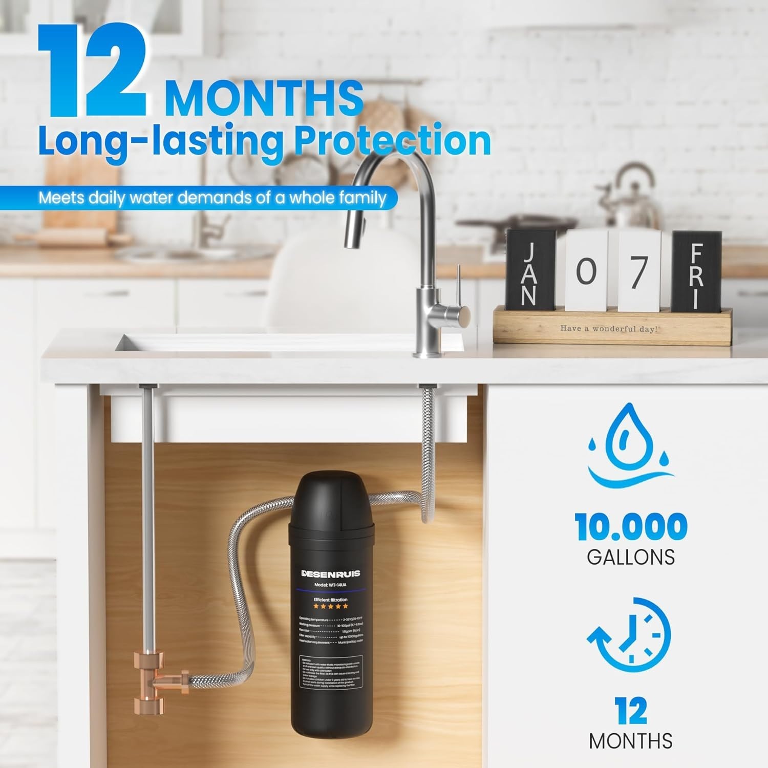 Coconut Shell Carbon Under Sink Water Filter – Manual Operation & Easy Install