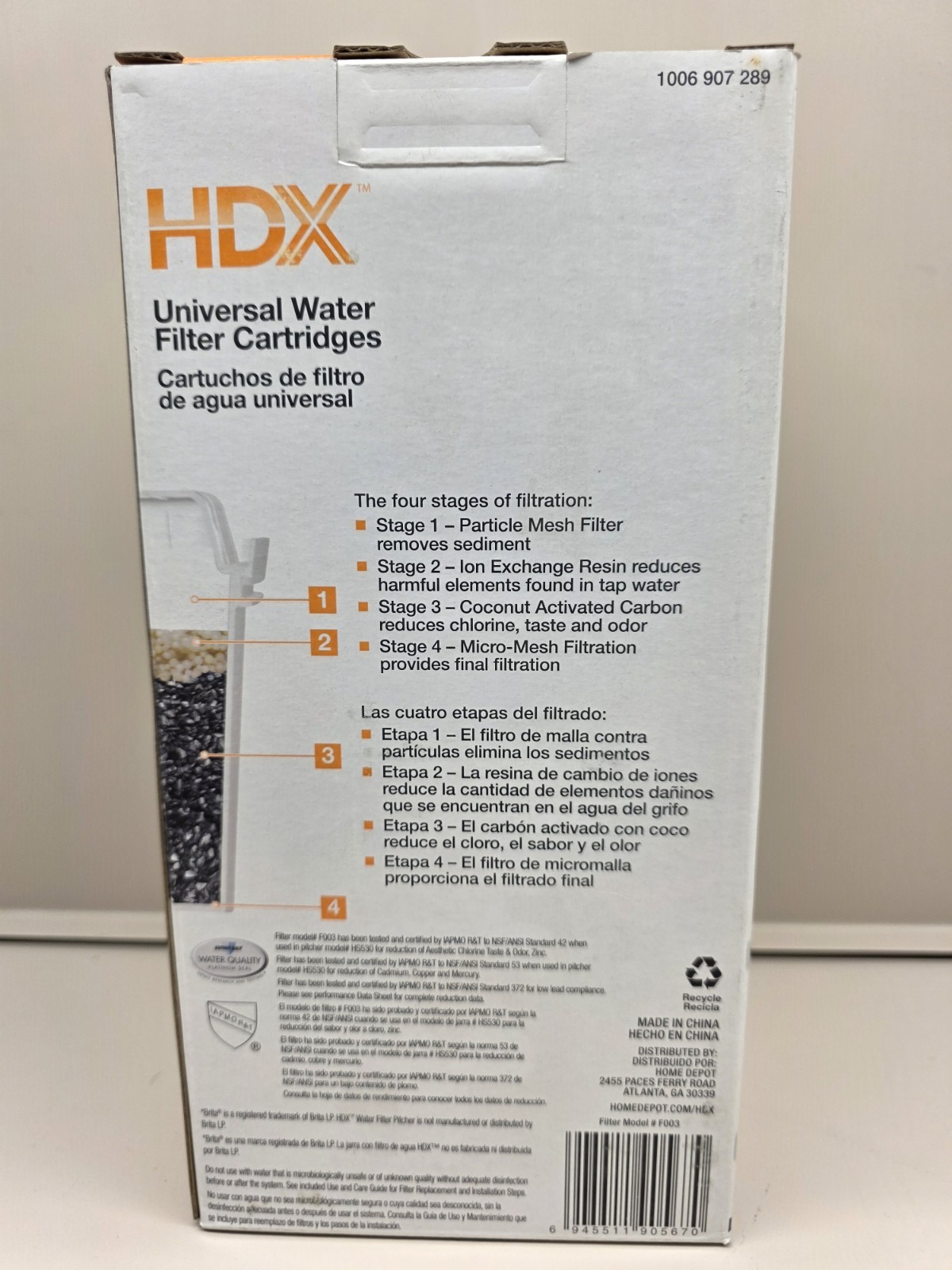NEW HDX Water Pitcher Universal Replacment Water Filter Cartridges 8-Pack
