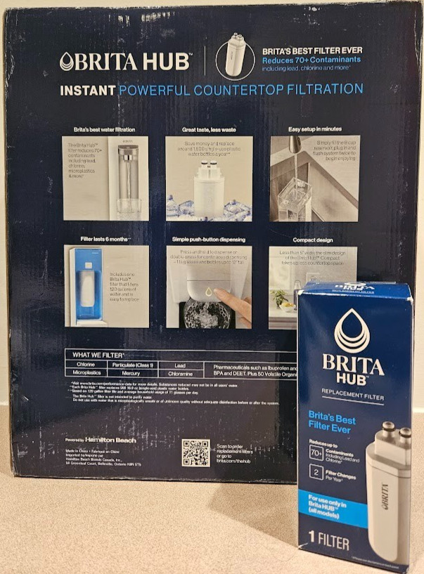 Brita Hub Instant Countertop Water Filter System Electric Dispenser With Filter