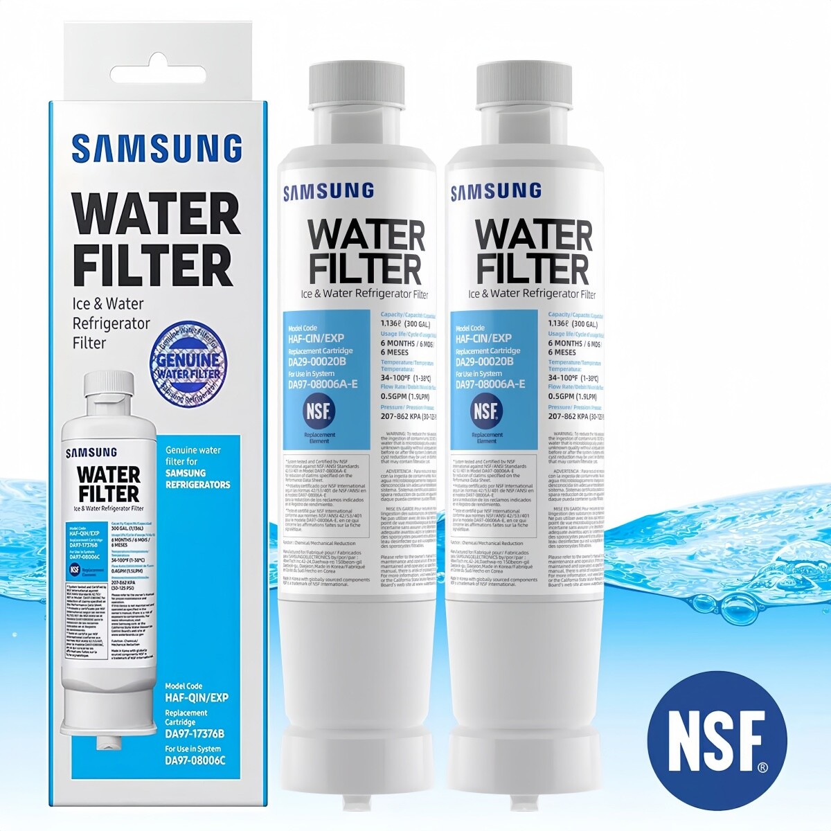 NEW 2 PACK NSF Genuine Samsung DA29-00020B HAF-CIN/EXP Refrigerator Water Filter