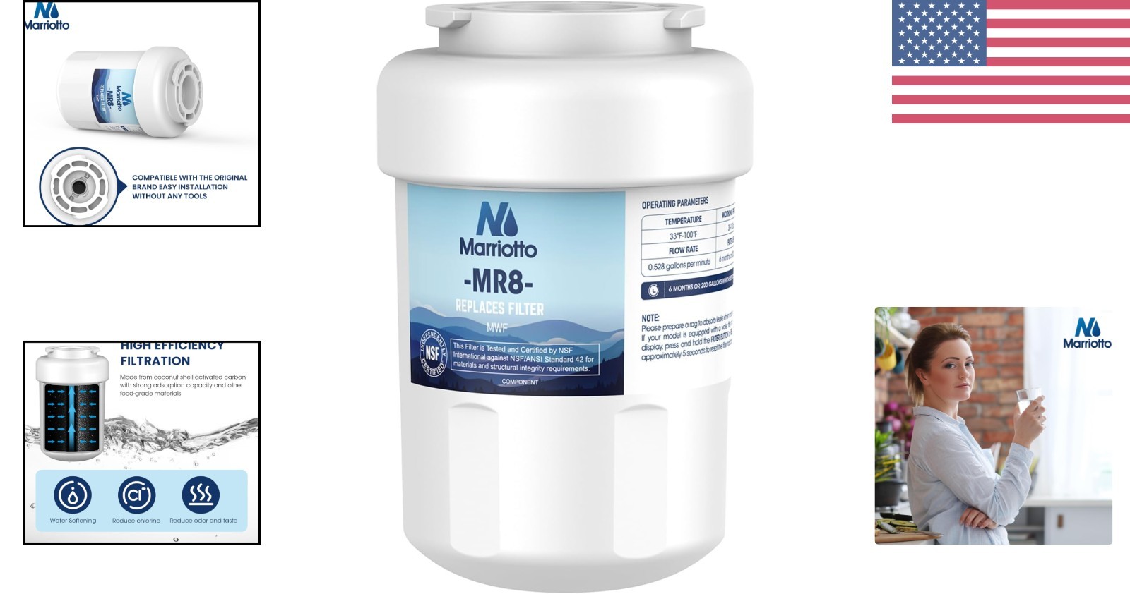 Long-Lasting NSF Certified Water Filter – Fits Various Refrigerators, 1 Count
