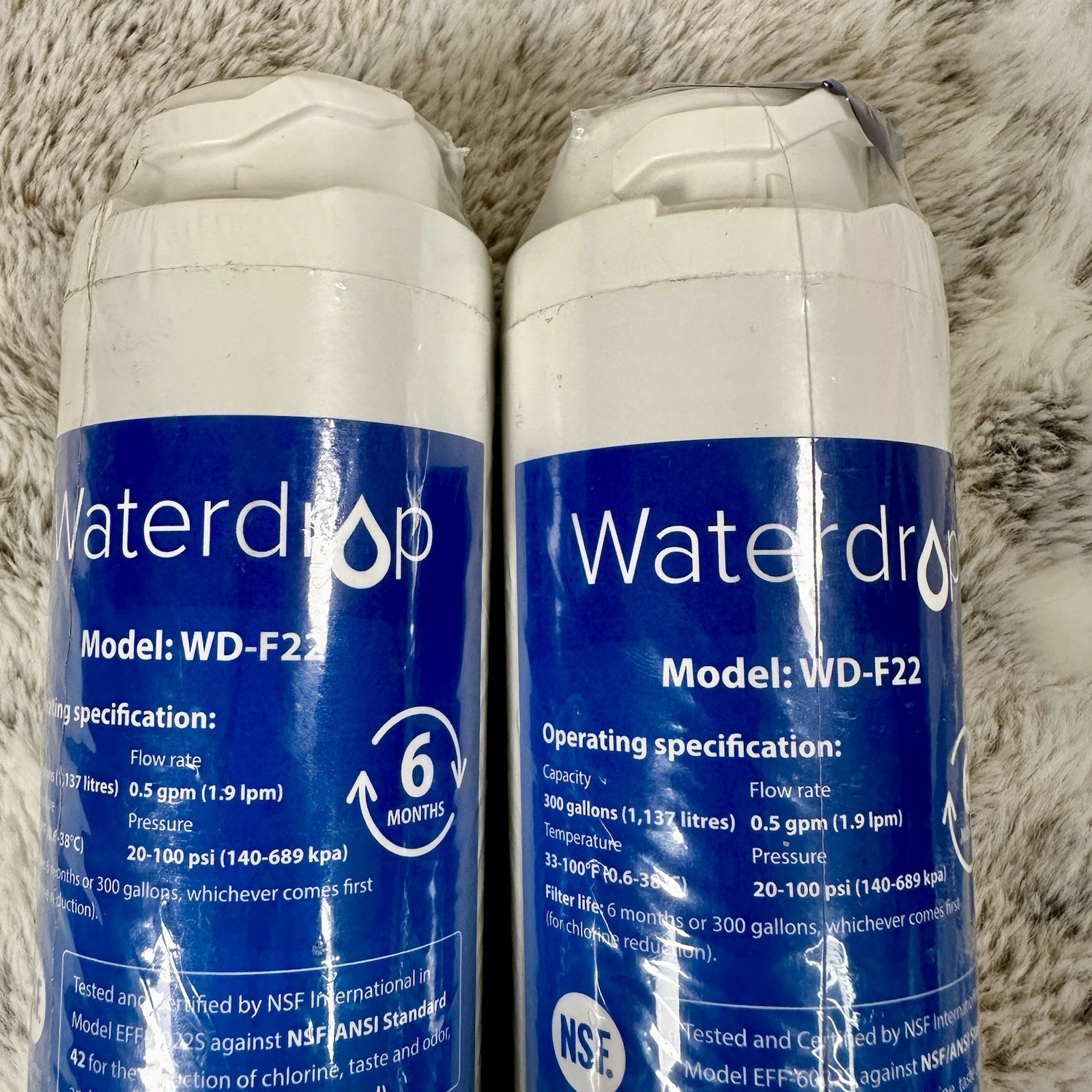 Waterdrop WD-F22 Water Filter 2pk – Sealed – Lasts 6 Months