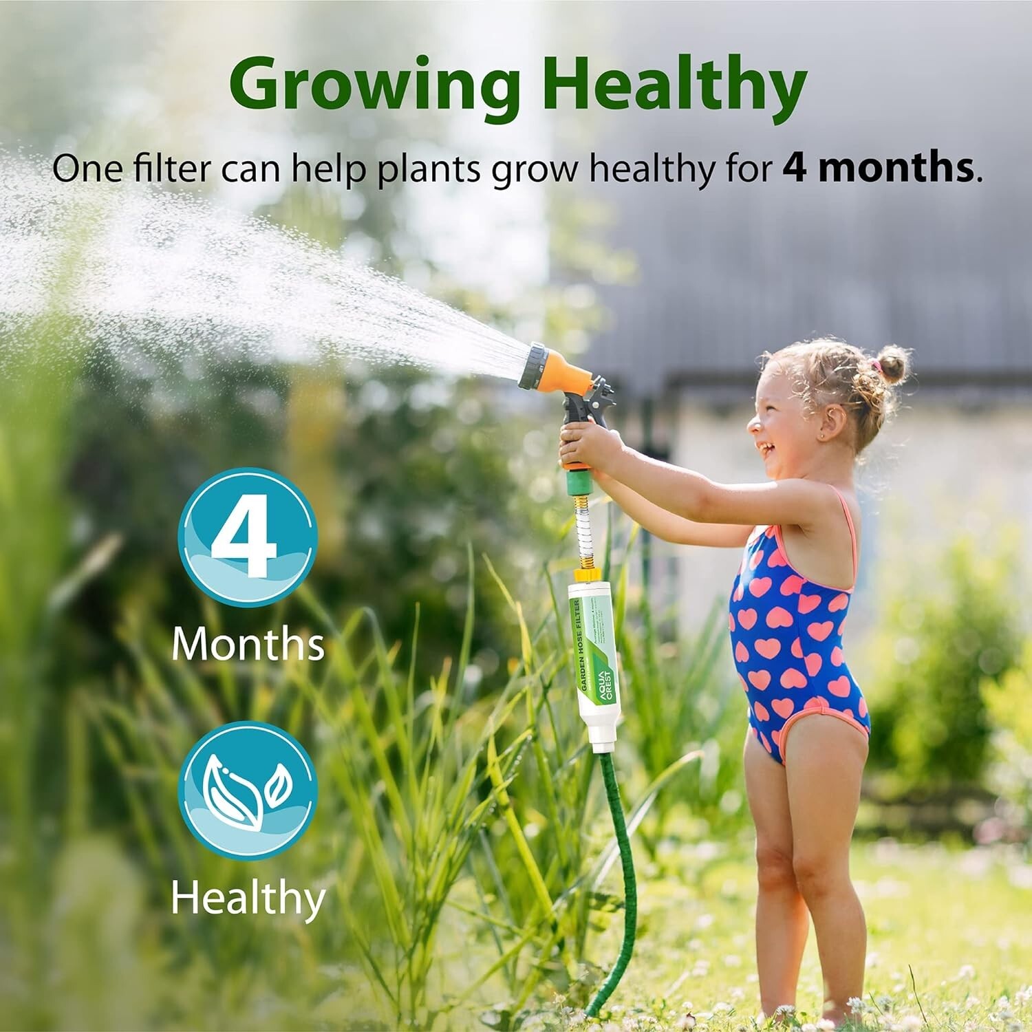 AQUACREST Hose Water Filter Reduces Chlorine, Odor, Calcium, Ideal for Gardening