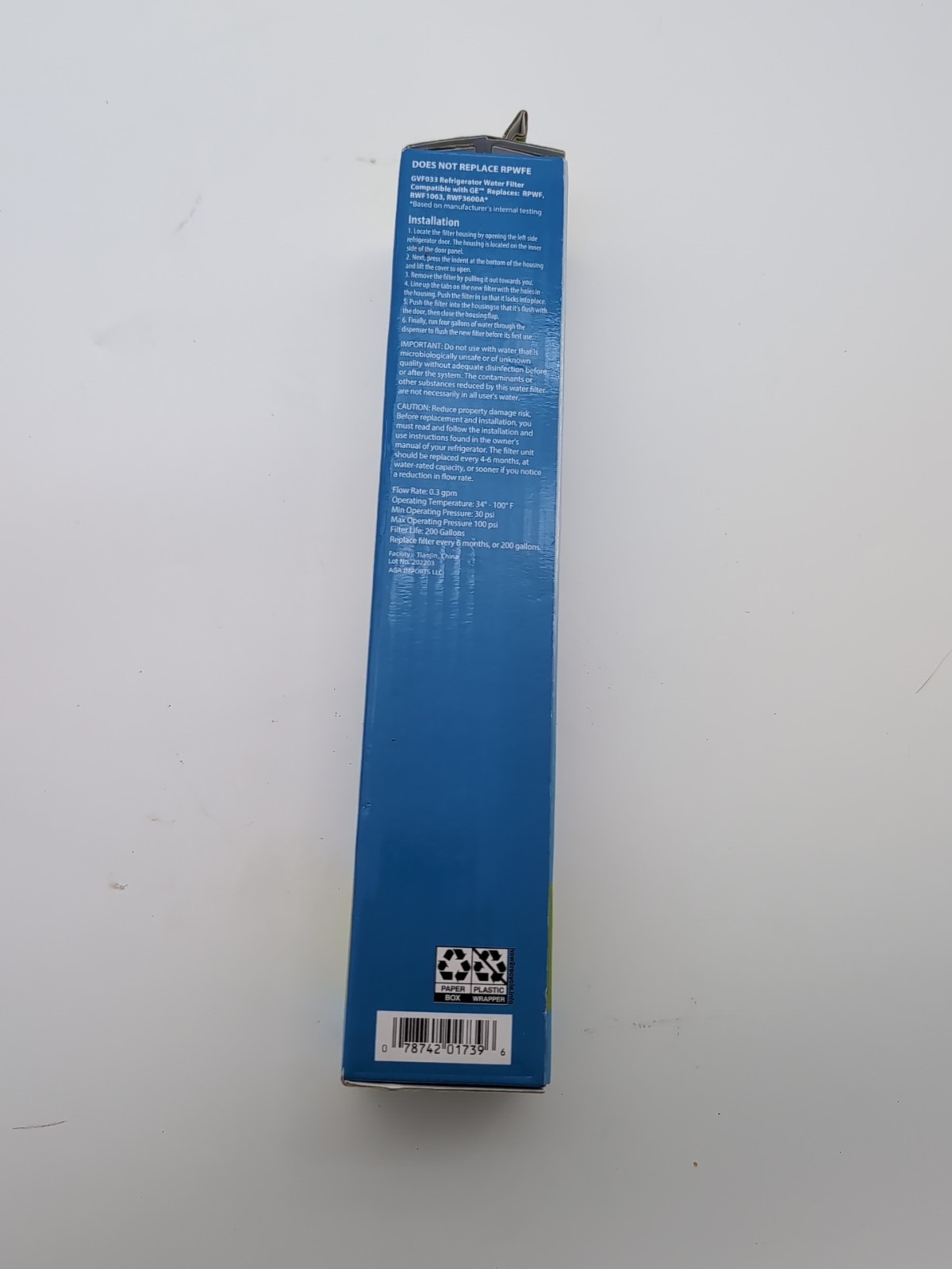 Great Value GVF033 Replacement Refrigerator Filter For GE RPWF RWF1063 RWF3600A