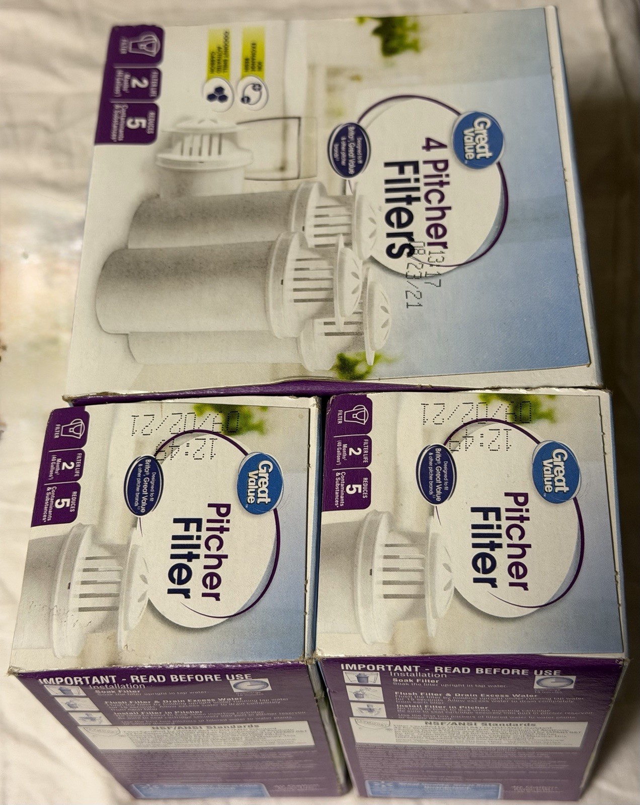 Great Value 6 Pitcher Filters Made in USA Designed for Brita Great Value NEW