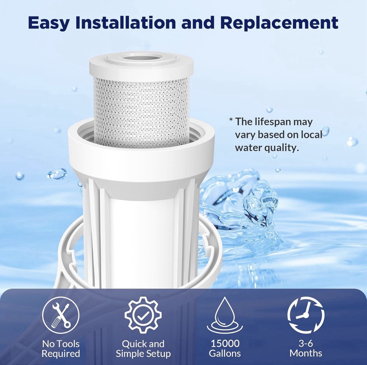 5 PACK 10″x2.5″ Whole House CTO Carbon Block Water Filter Cartridges Purifier