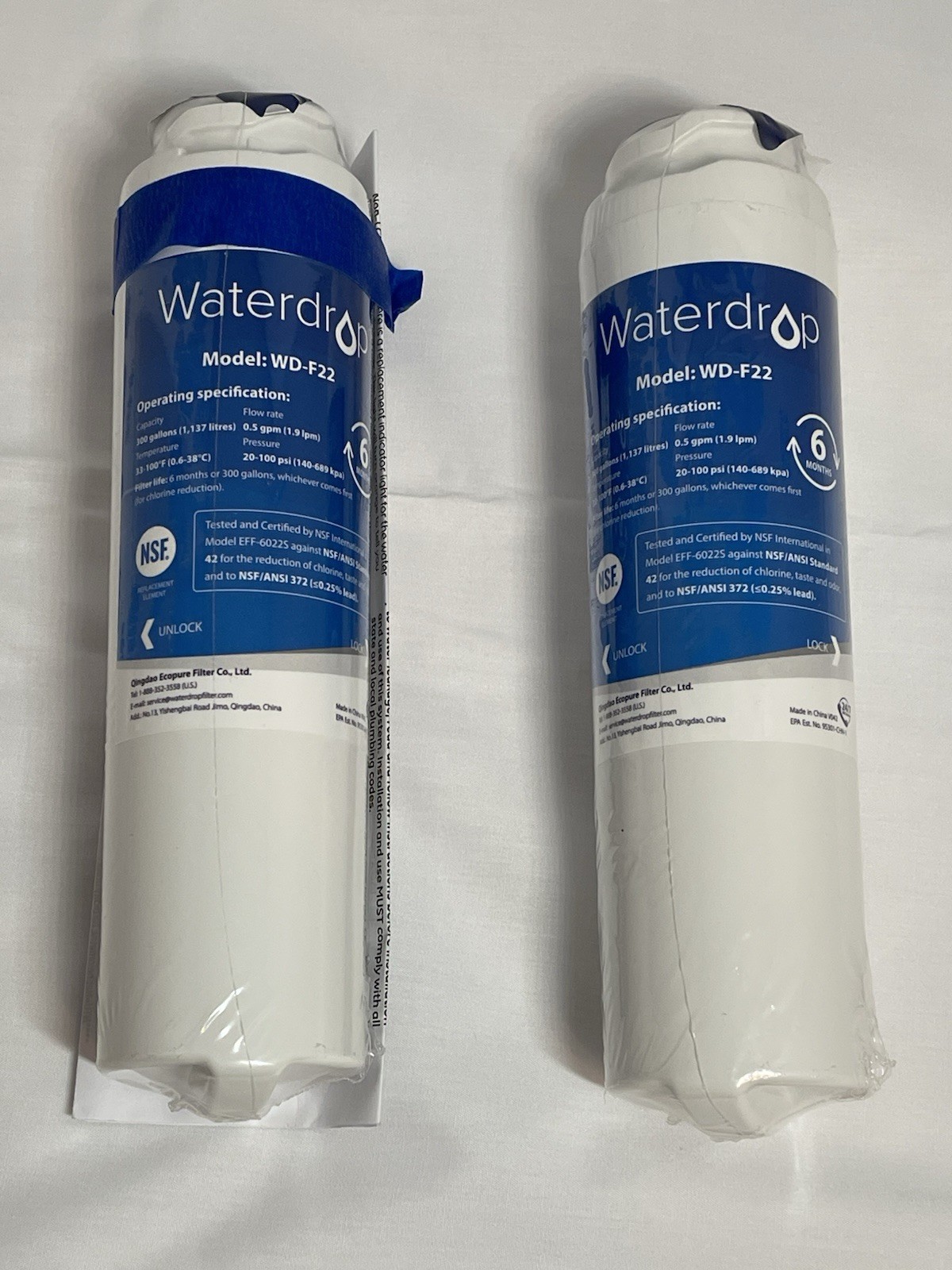 Waterdrop WD-F22 LOT of 2 Replacements For GE MSWF Refrigerator Water Filter