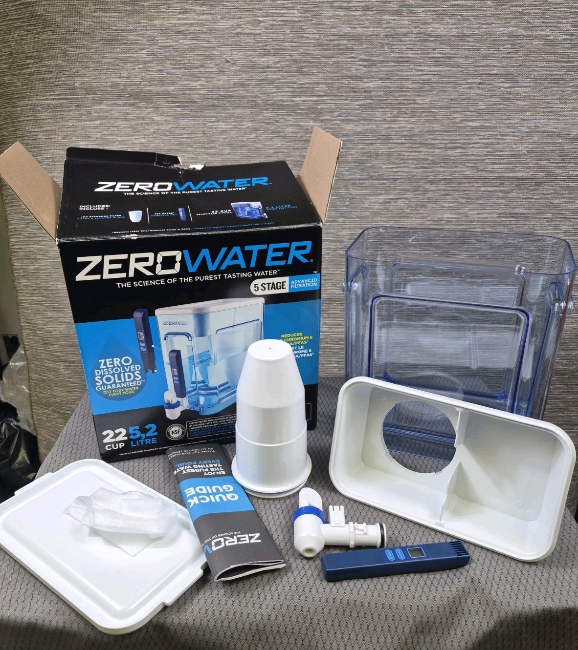 ZeroWater 22 Cup 5-Stage Water Filter Pitcher Dispenser BPA Free ZD-022-RR NEW
